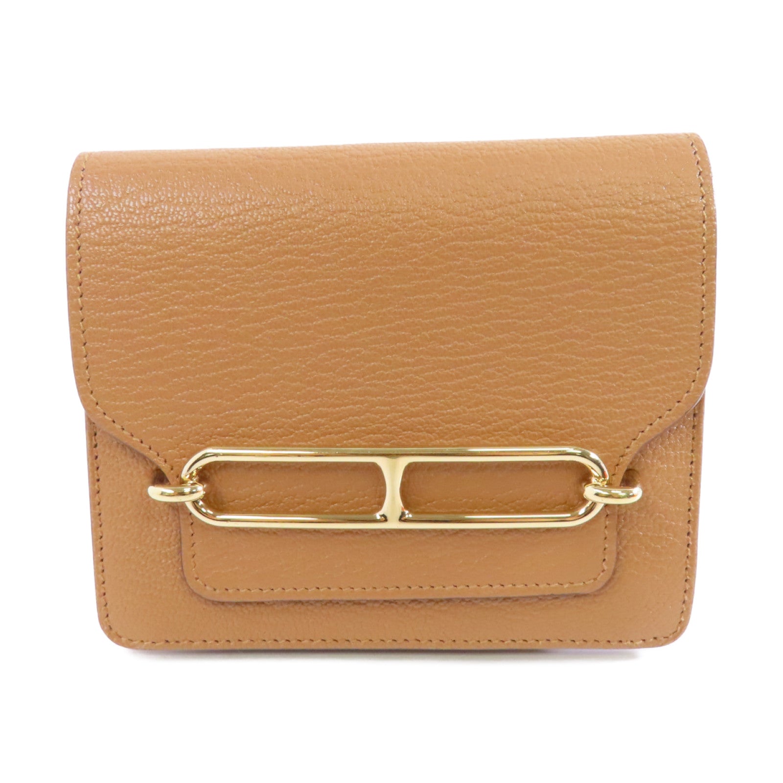 HERMES Chevre皮革Roulis Slim金扣錢包啡色