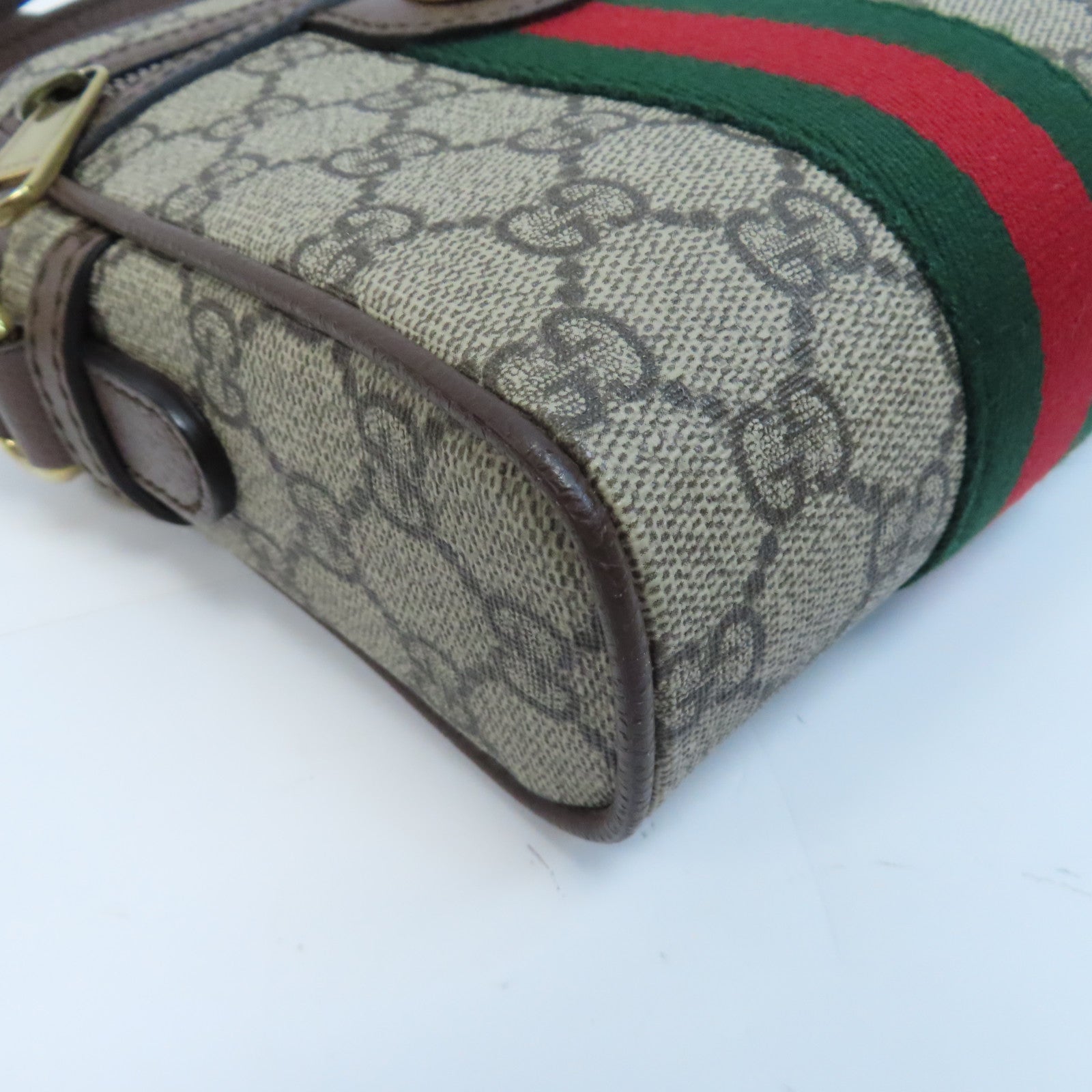 GUCCI 塗層帆布Ophidia GG金扣肩背袋啡色