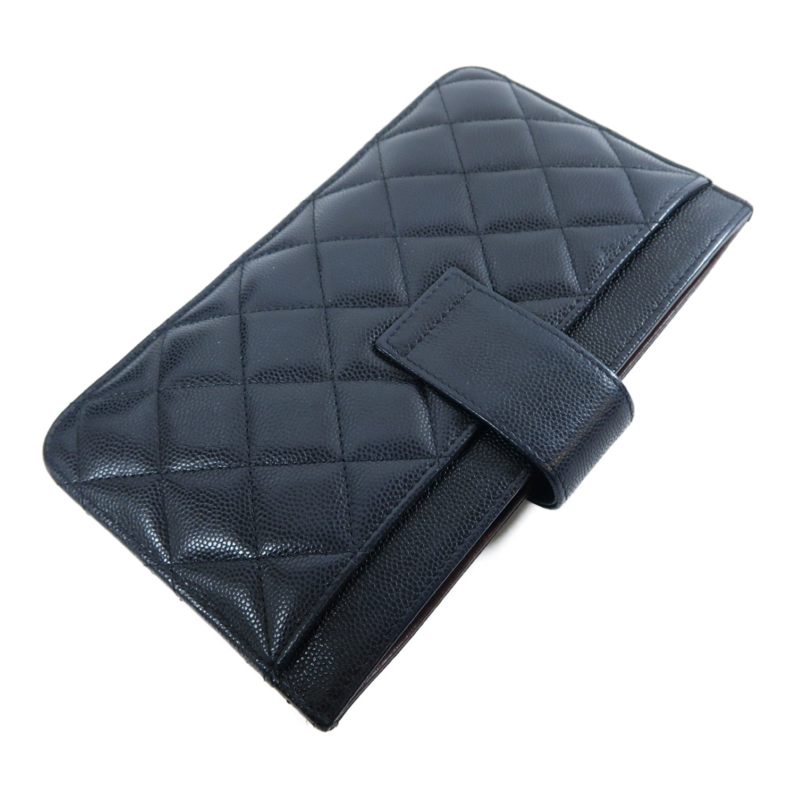CHANEL 【激減優惠】菱格Caviar皮革Long Wallet金扣長錢包黑色