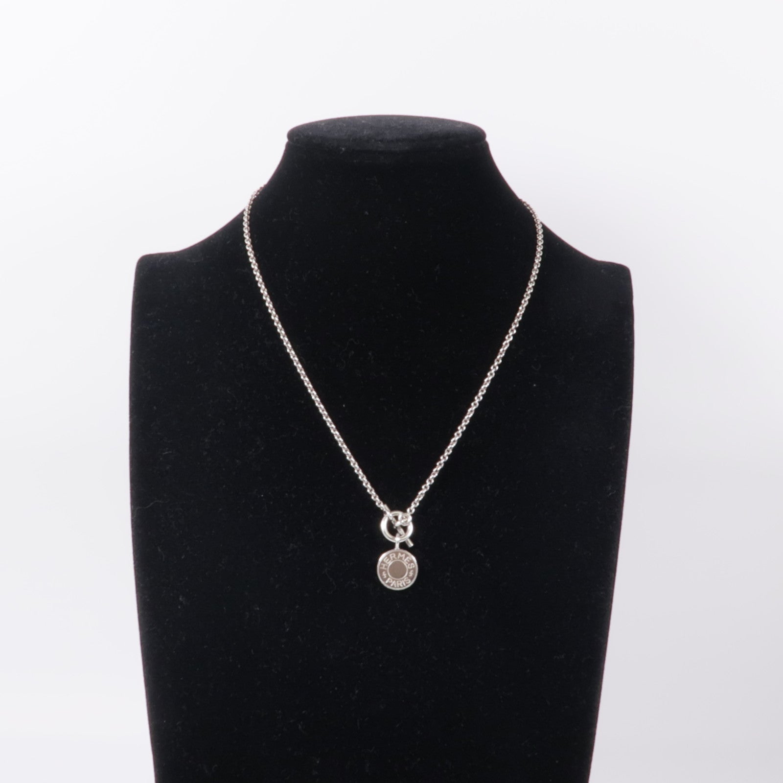 HERMES Amulettes Ex-Libris Pendant Necklace 925 Sterling Silver