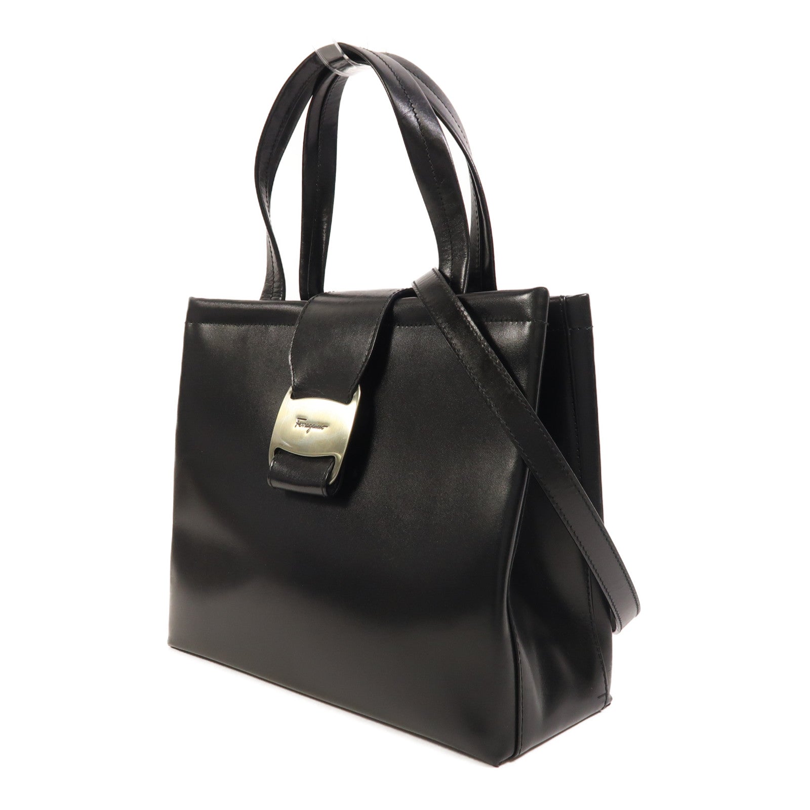Salvatore Ferragamo 牛皮皮革2 Way Shoulder銀扣手挽肩背兩用袋