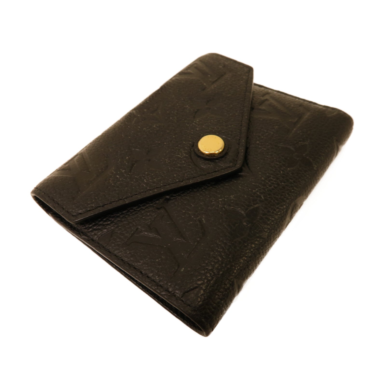 LOUIS VUITTON Monogram Empreinte Victorine Wallet金扣鈕扣錢包黑色