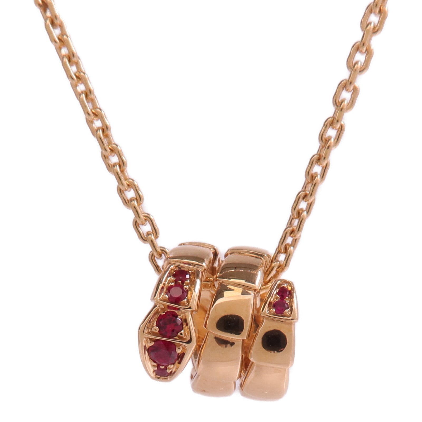 BVLGARI 18K玫瑰金Serpenti Viper Necklace紅寶石項鍊