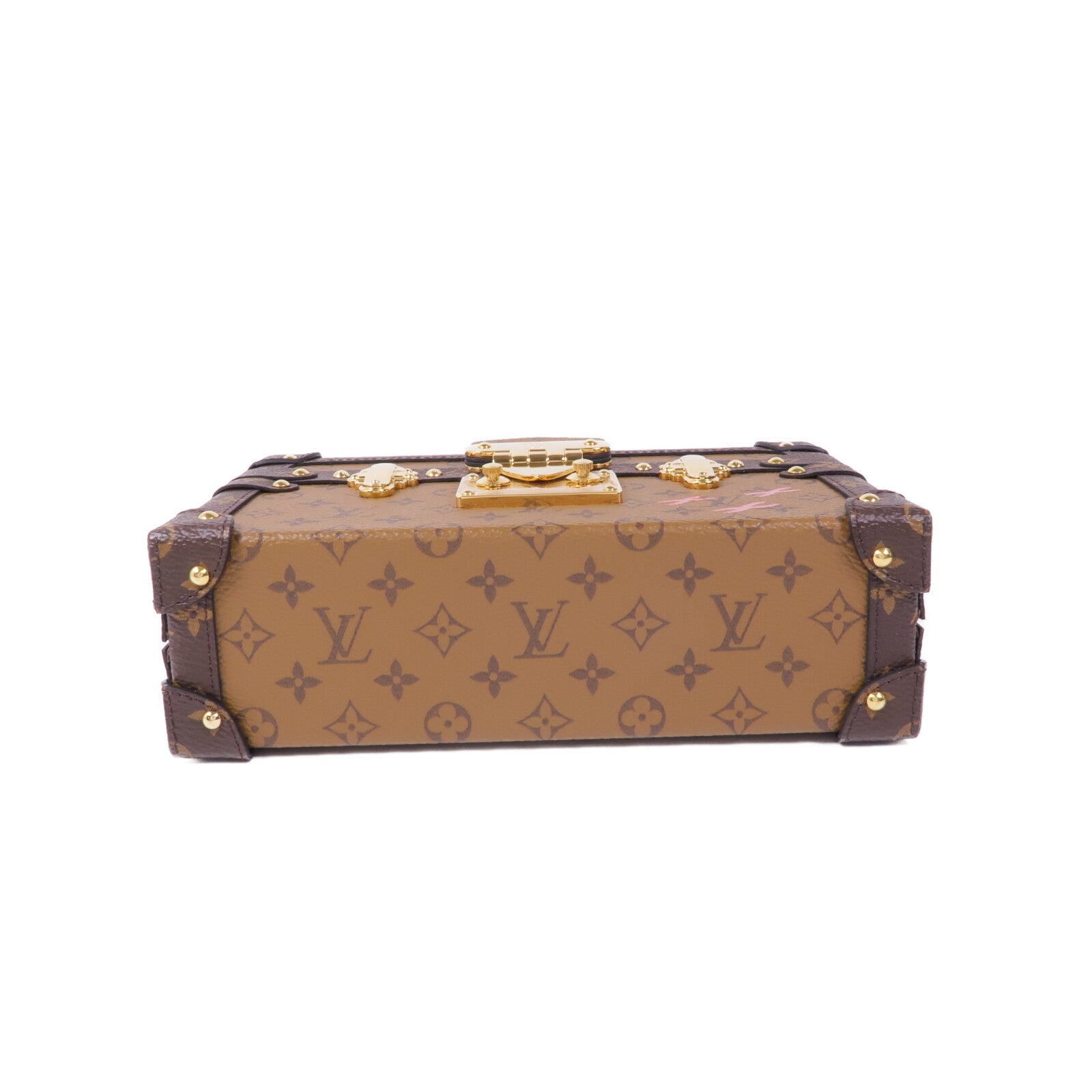 LOUIS VUITTON Monogram Reverse Petite Malle金扣肩背袋