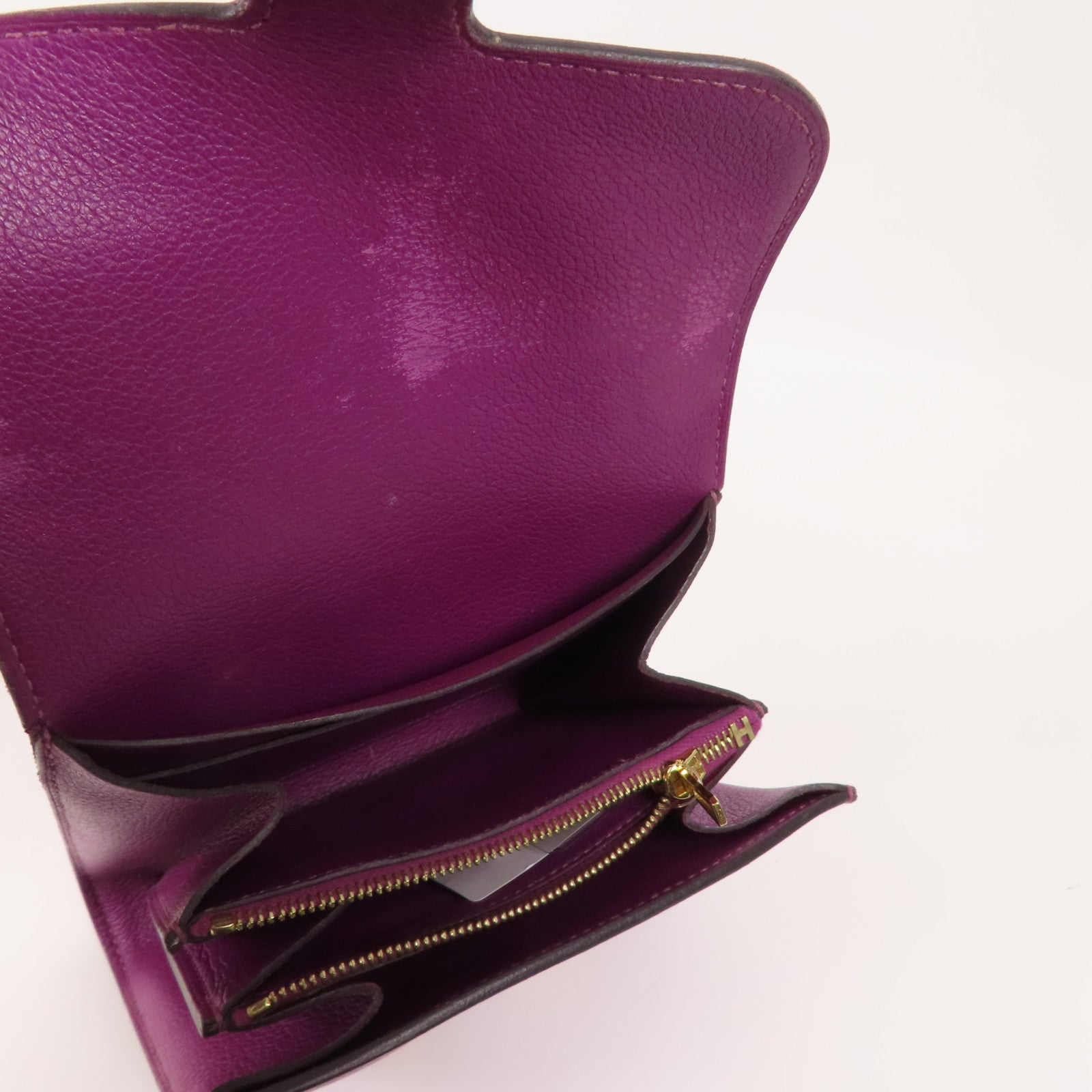 HERMES Evercolor皮革Constance Wallet金扣錢包Anemone