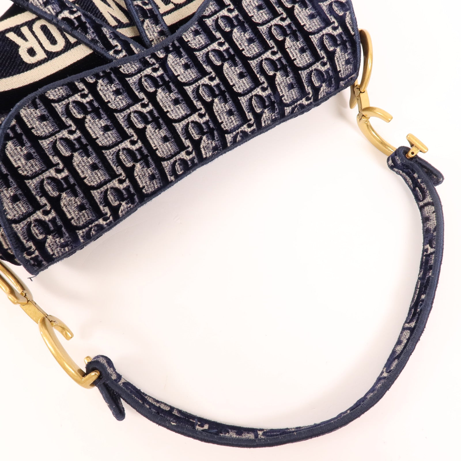 Dior 【激減優惠】帆布Saddle金扣手挽袋