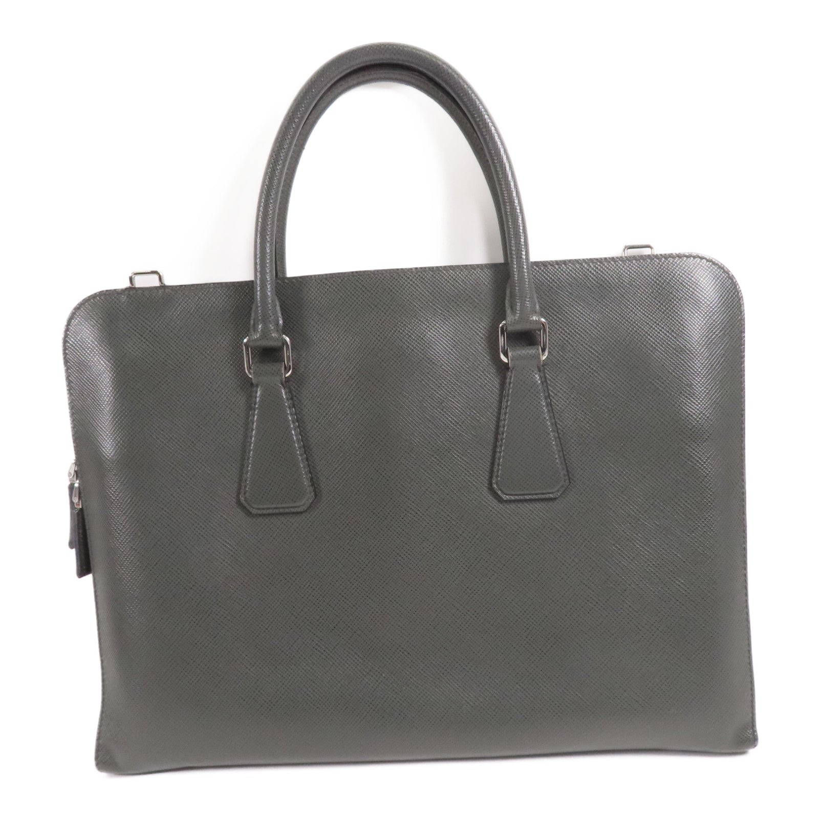 PRADA 牛皮皮革Briefcase銀扣公事包