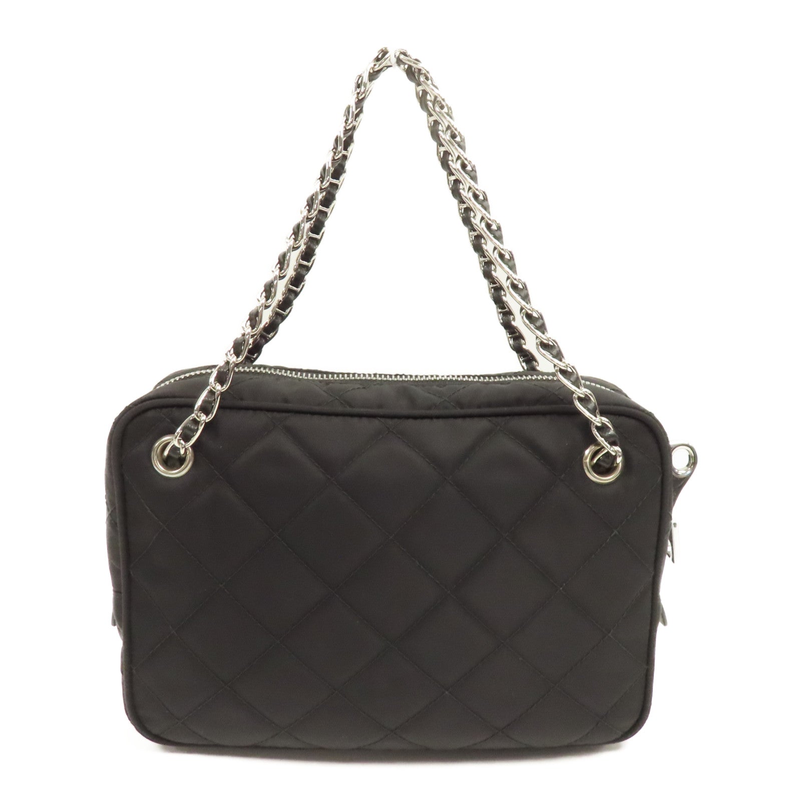 PRADA 尼龍Banddiera Black Tessuto銀扣手挽肩背兩用袋黑色