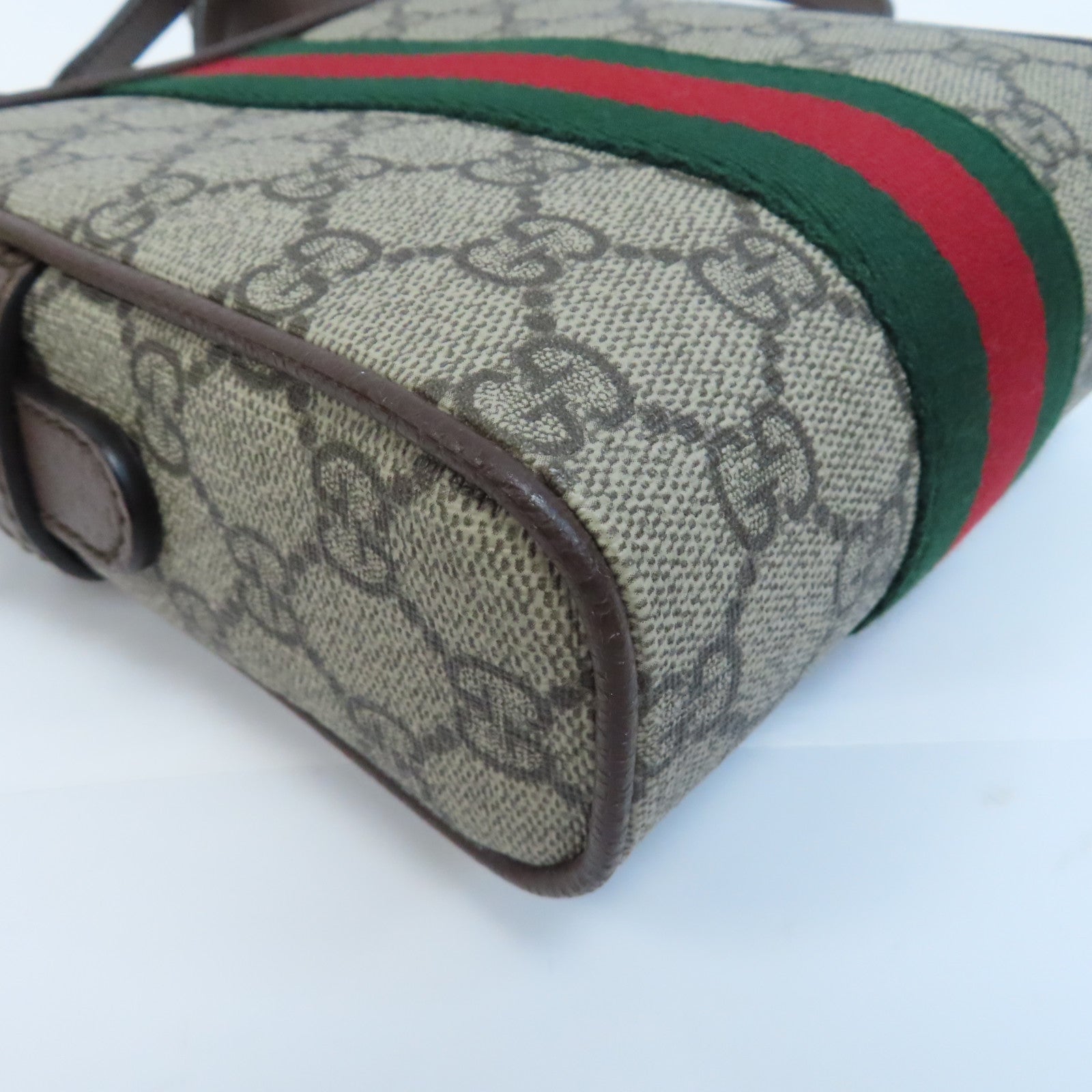 GUCCI 塗層帆布Ophidia GG金扣肩背袋啡色