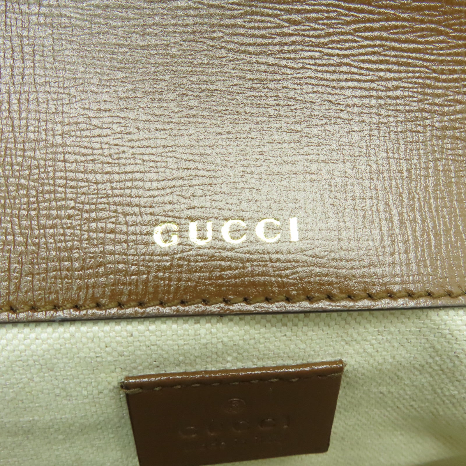 GUCCI 塗層帆布Horsebit 1955 Mini金扣肩背袋啡色