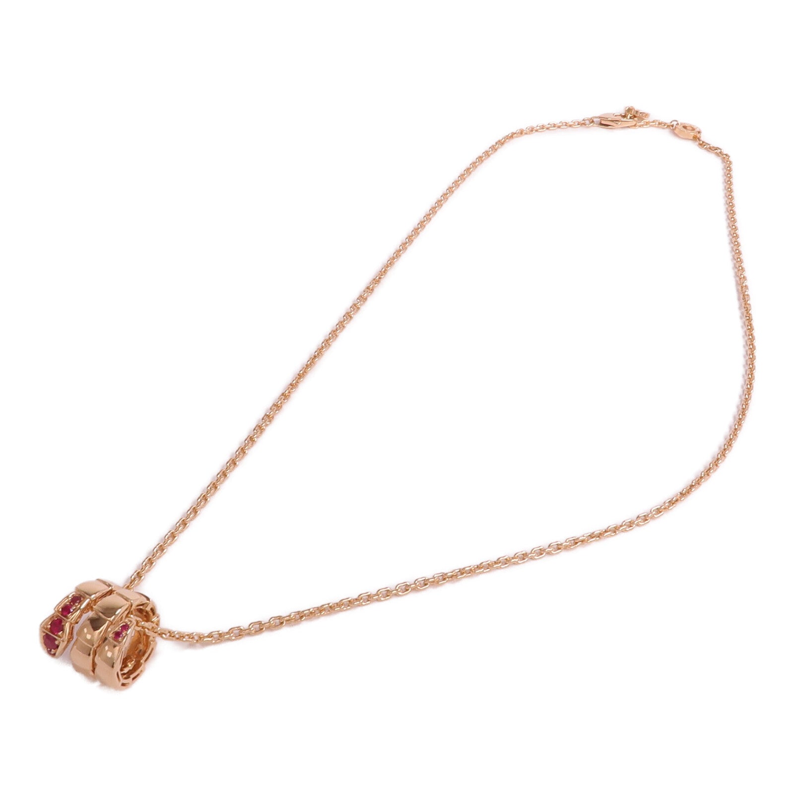 BVLGARI 18K玫瑰金Serpenti Viper Necklace紅寶石項鍊