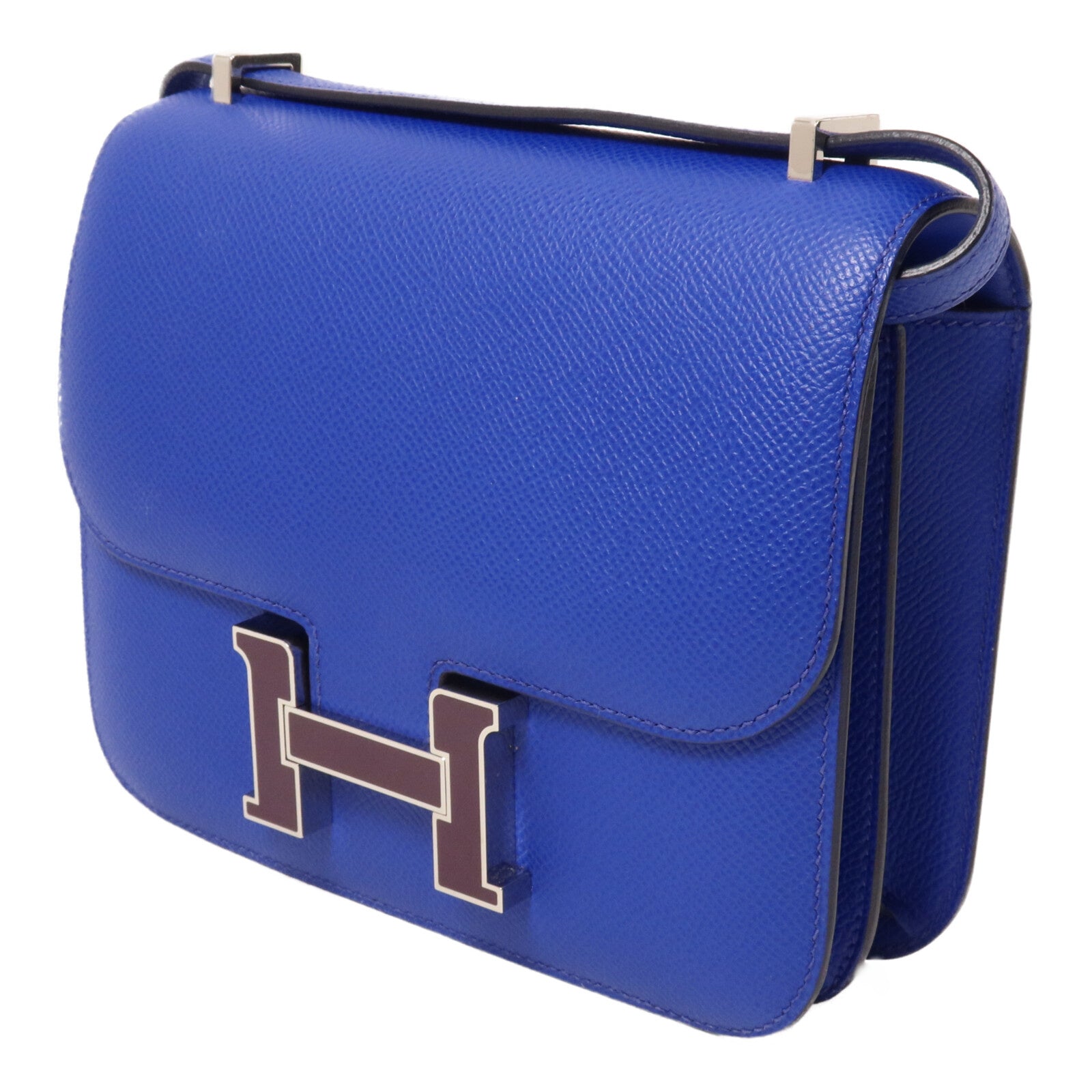 HERMES Epsom皮革Constance Mini肩背袋Bleu Royal