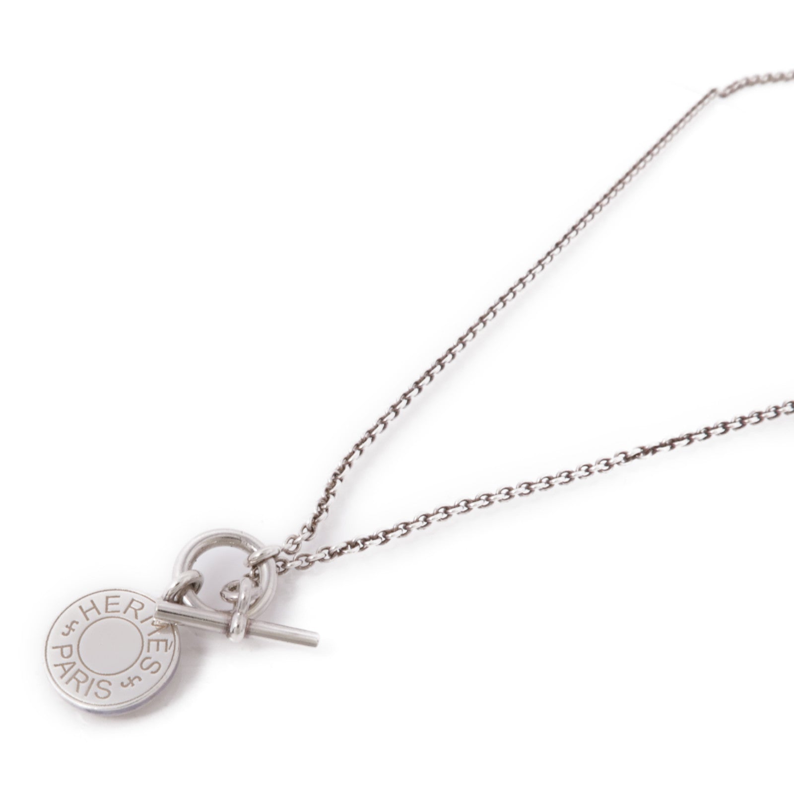 HERMES Amulettes Ex-Libris Pendant Necklace 925 Sterling Silver