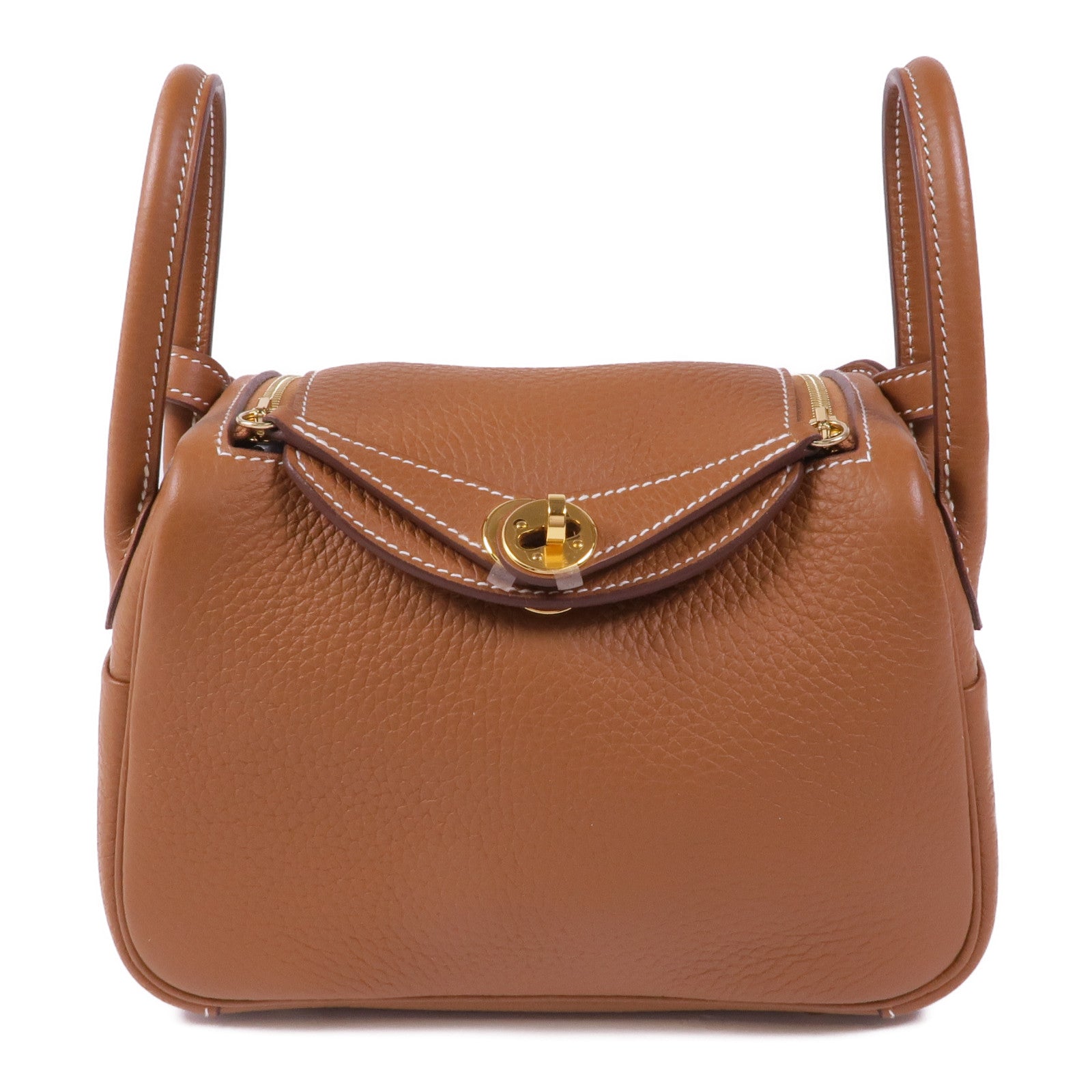 HERMES Clemence皮革Mini Lindy金扣手挽肩背兩用袋