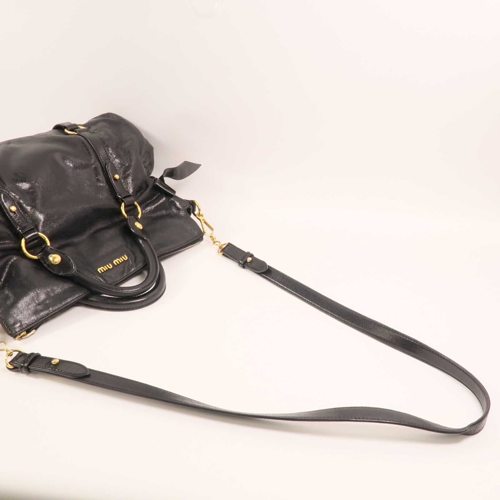 Miu Miu 牛皮皮革2 Way Bag金扣手挽肩背兩用袋