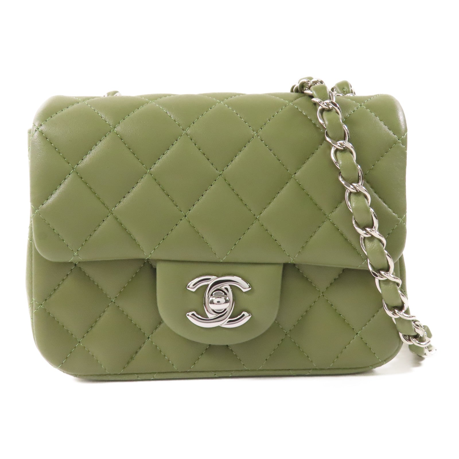 CHANEL 皮革Chain Shoulder銀扣鏈帶肩背袋