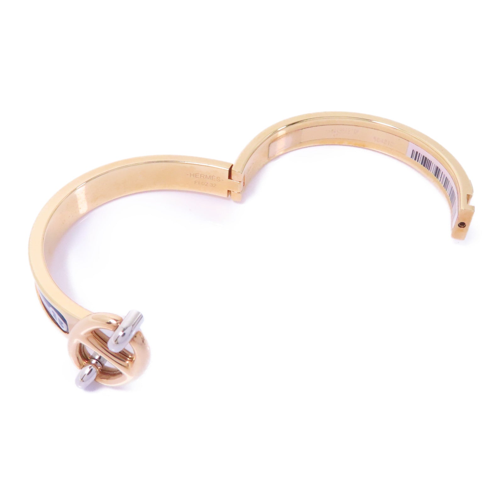 HERMES 金屬Bangle金扣手鐲藍色/金色