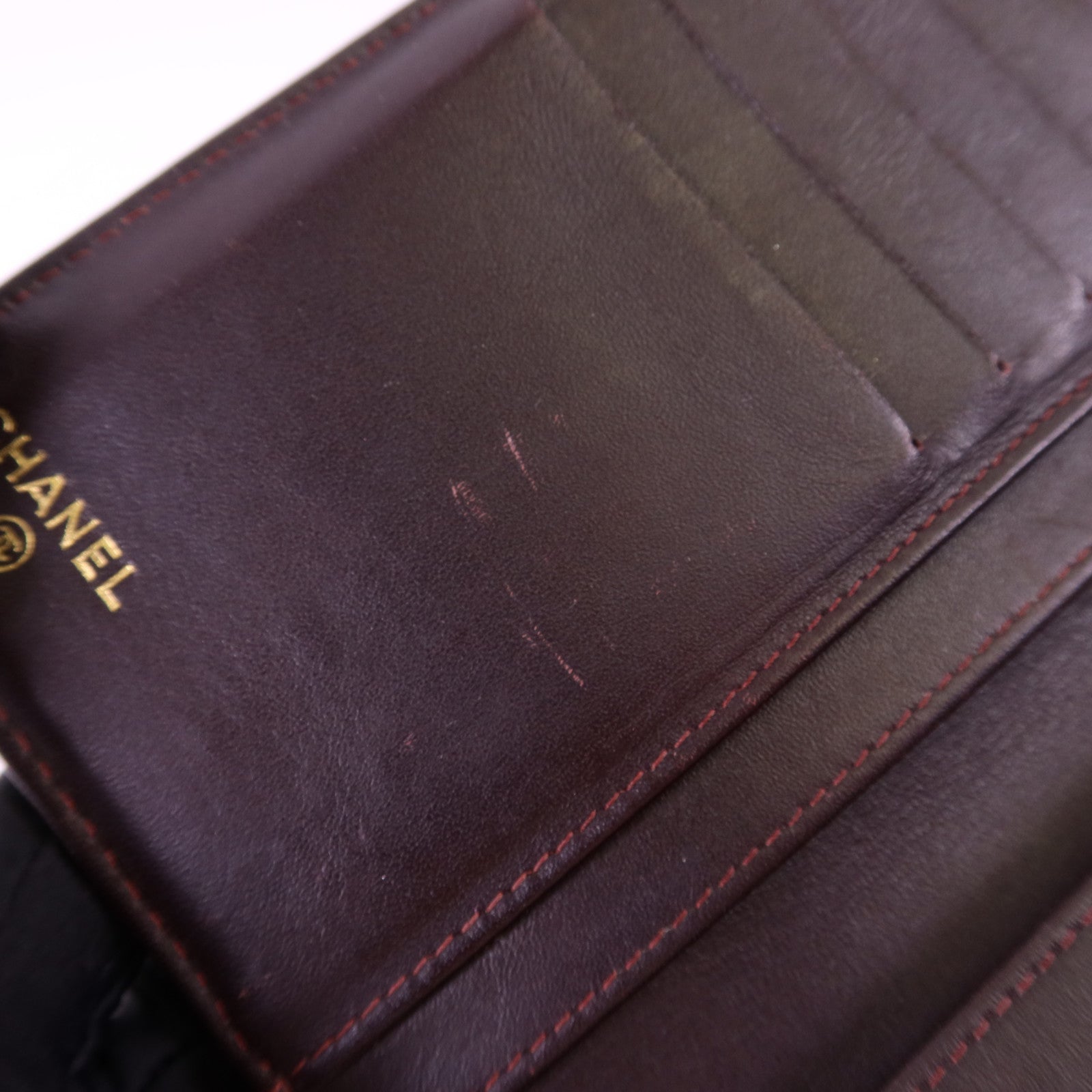 CHANEL 牛皮皮革Long Bifold Wallet金扣長錢包