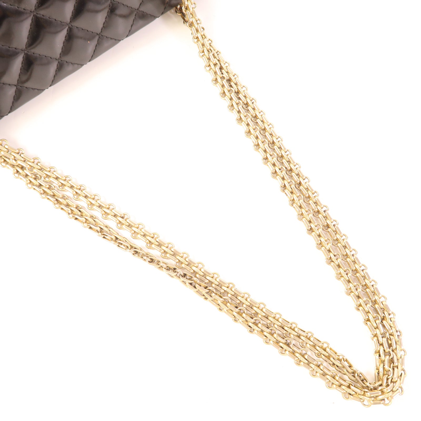 CHANEL 漆皮皮革2.55 Chain Shoulder金扣鏈帶肩背袋
