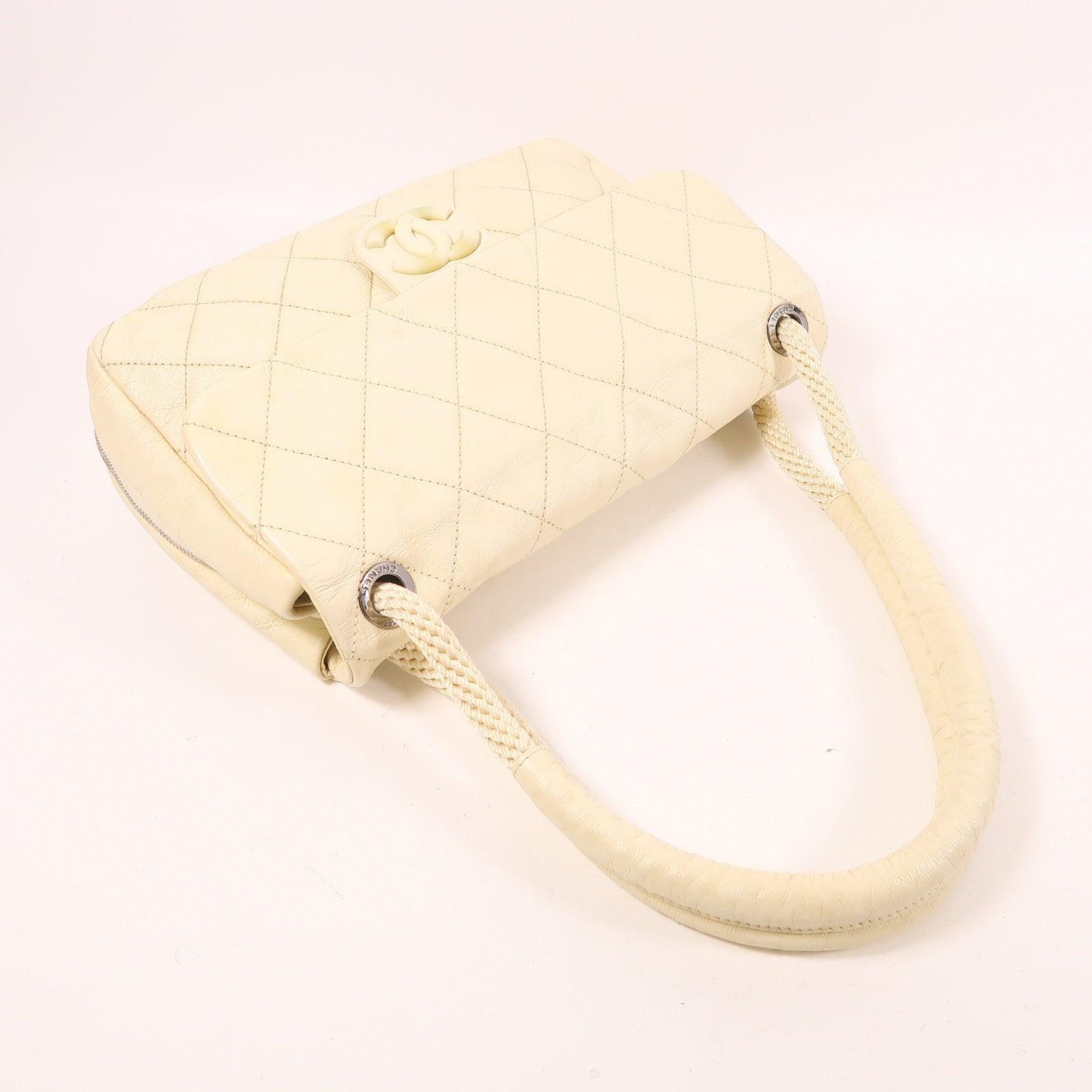 CHANEL 牛皮皮革Shoulder Bag銀扣肩背袋