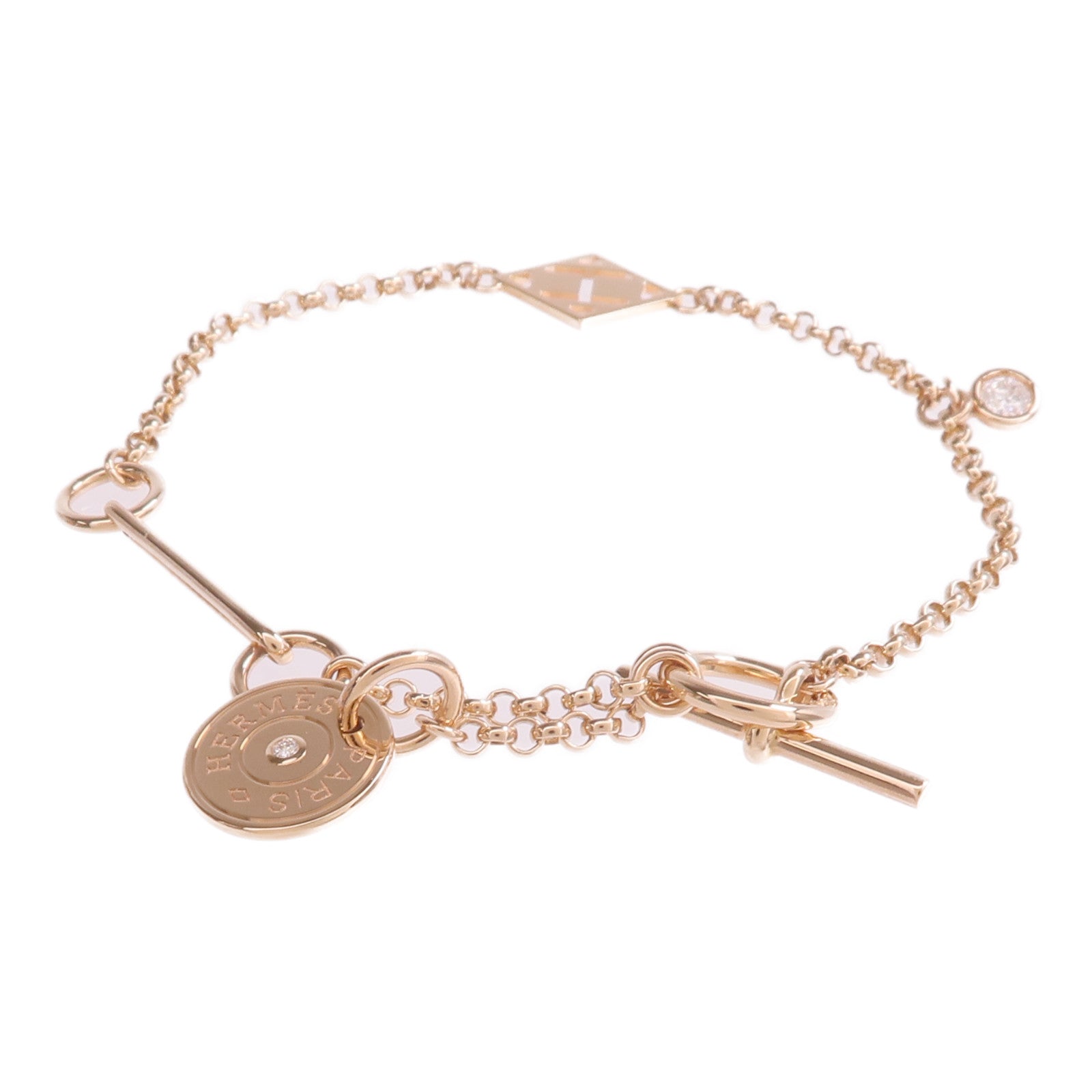 HERMES 18K玫瑰金Gambade Bracelet鑽石手鏈