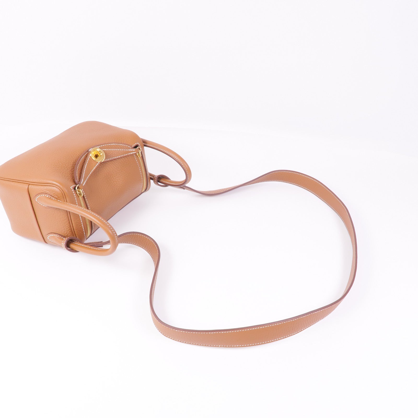 HERMES Clemence皮革Mini Lindy金扣手挽肩背兩用袋