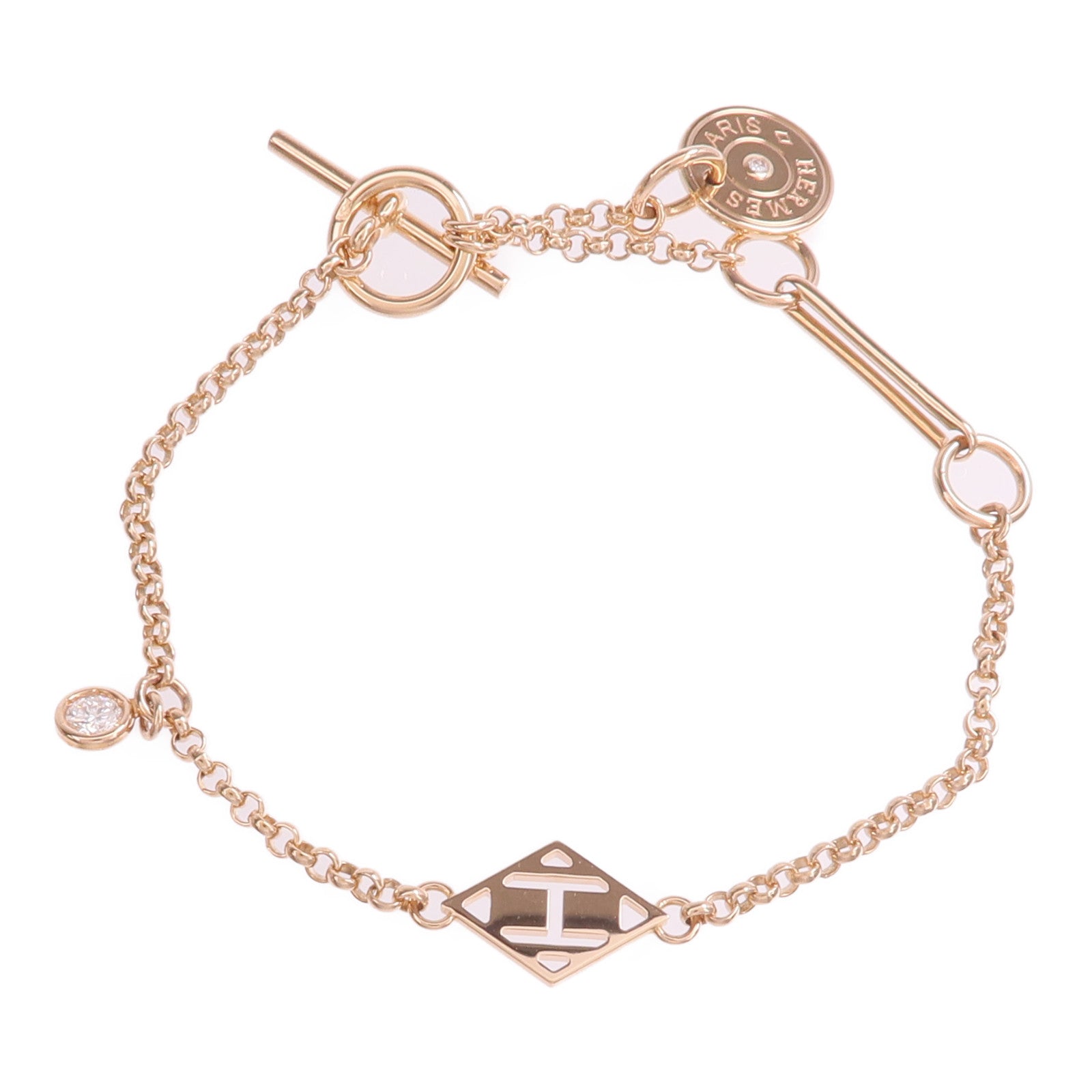HERMES 18K玫瑰金Gambade Bracelet鑽石手鏈