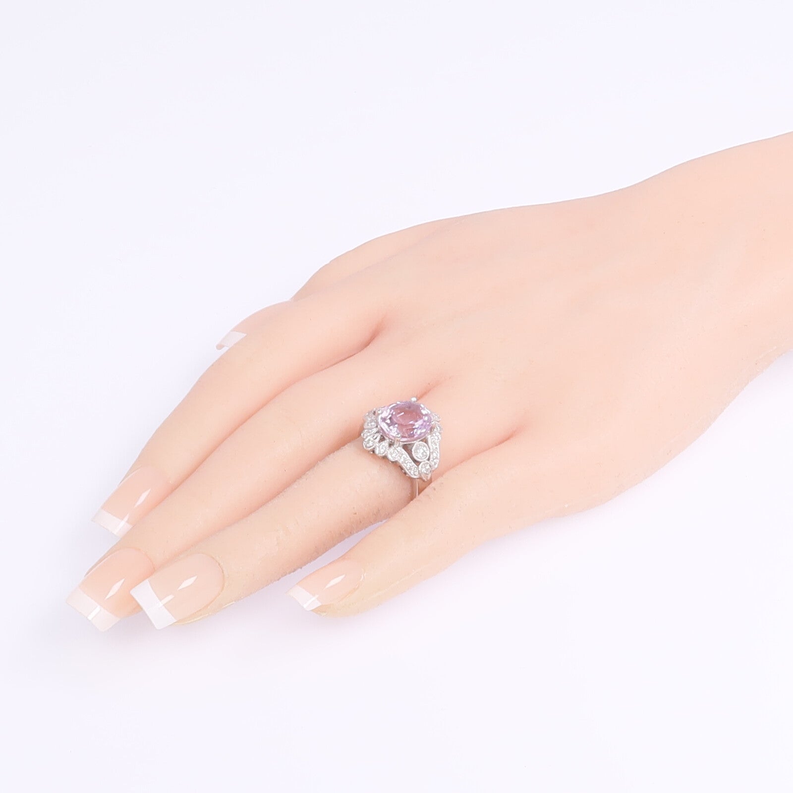 JEWELRY 【激減優惠】PT900鉑金Kunzite Diamond Ring Kunzite/鑽石戒指US#8.25