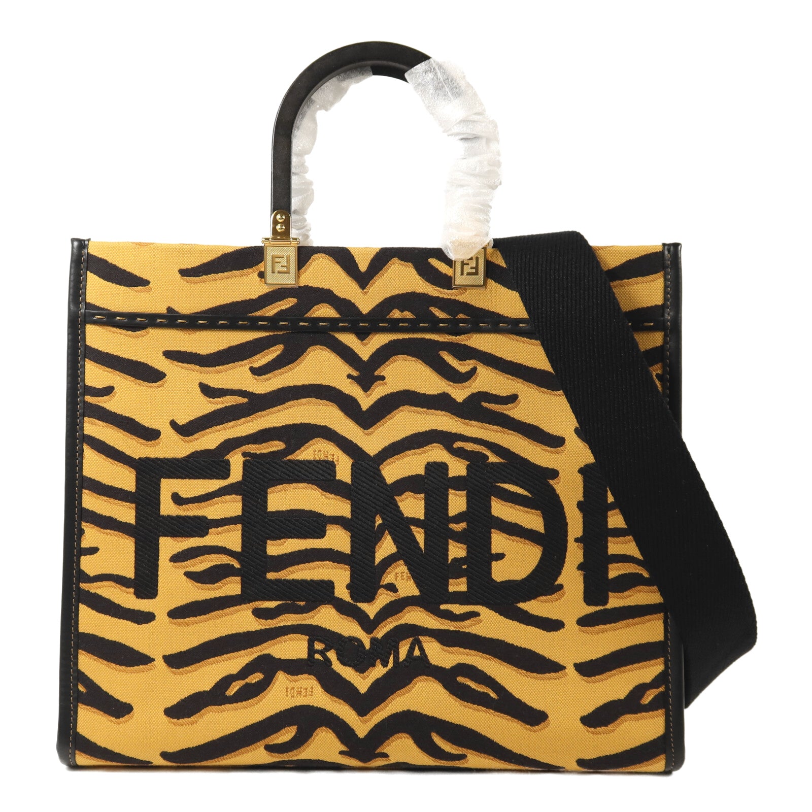 FENDI 帆布Sunshine Medium金扣手挽肩背兩用袋