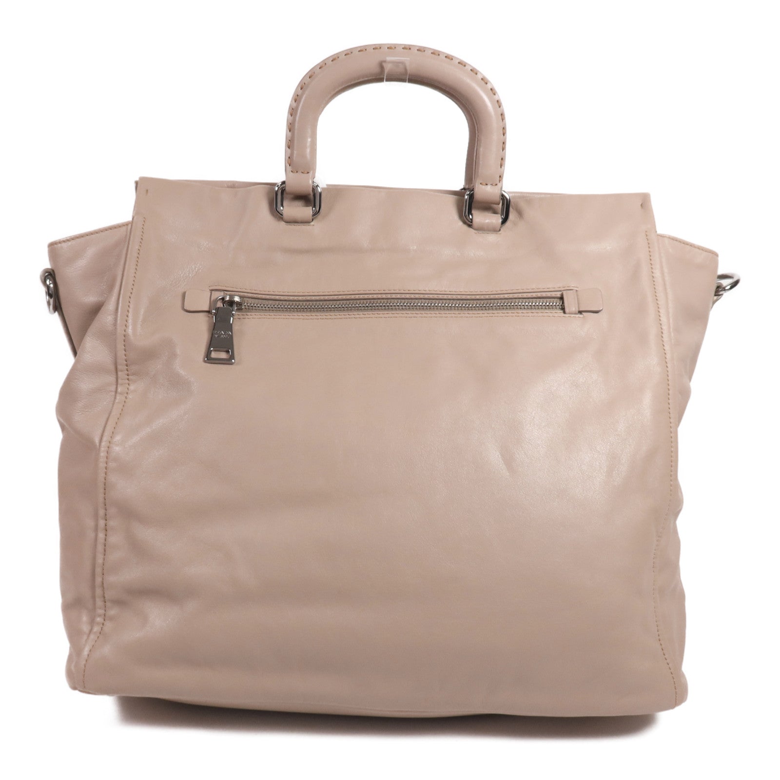PRADA 【激減優惠】牛皮皮革2 Way Shoulder銀扣手挽肩背兩用袋