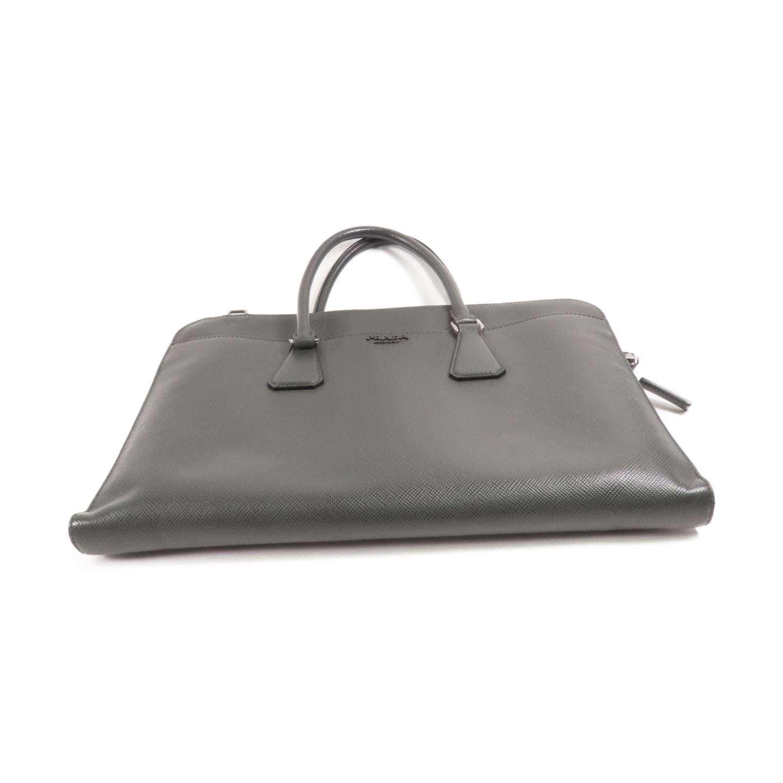 PRADA 牛皮皮革Briefcase銀扣公事包