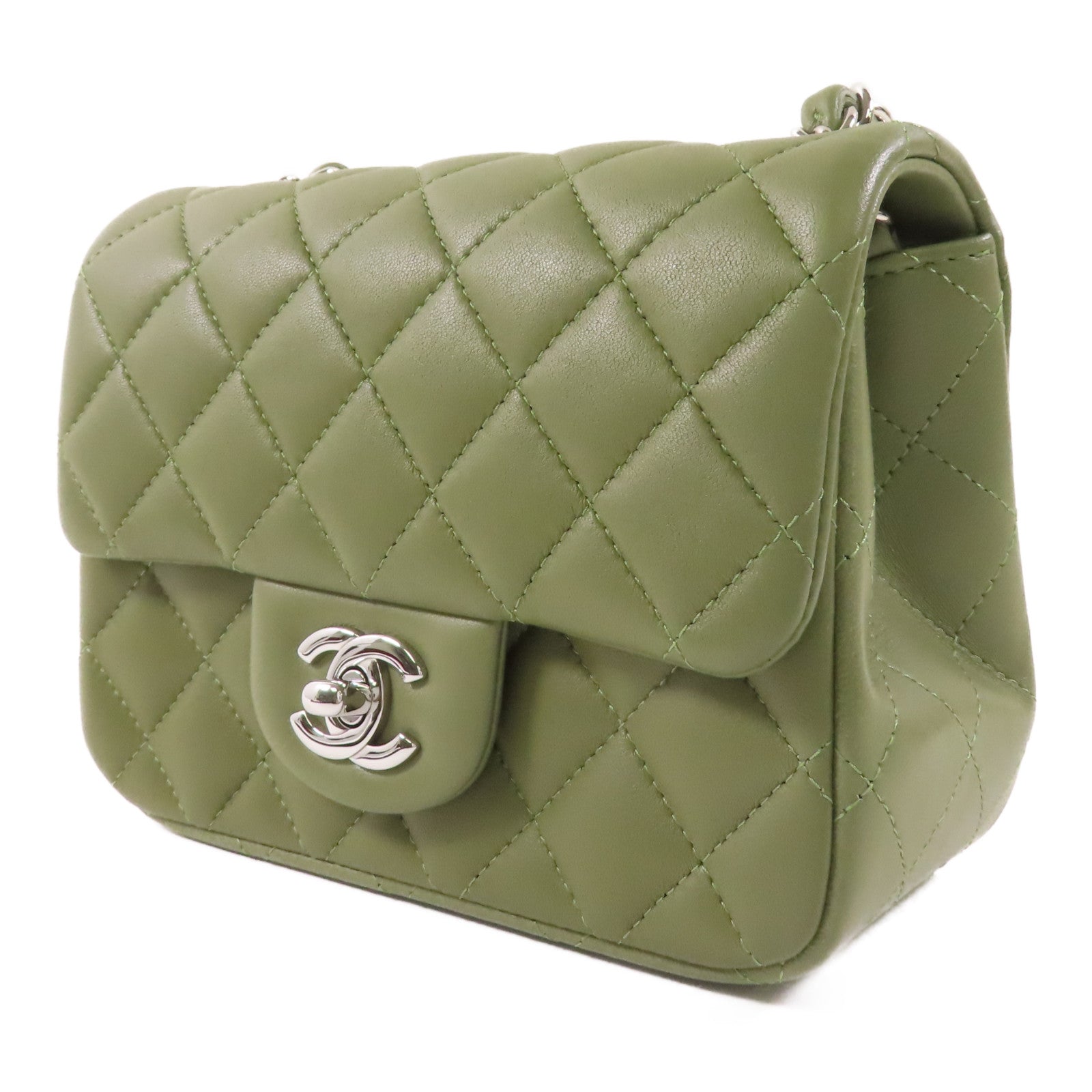 CHANEL 皮革Chain Shoulder銀扣鏈帶肩背袋