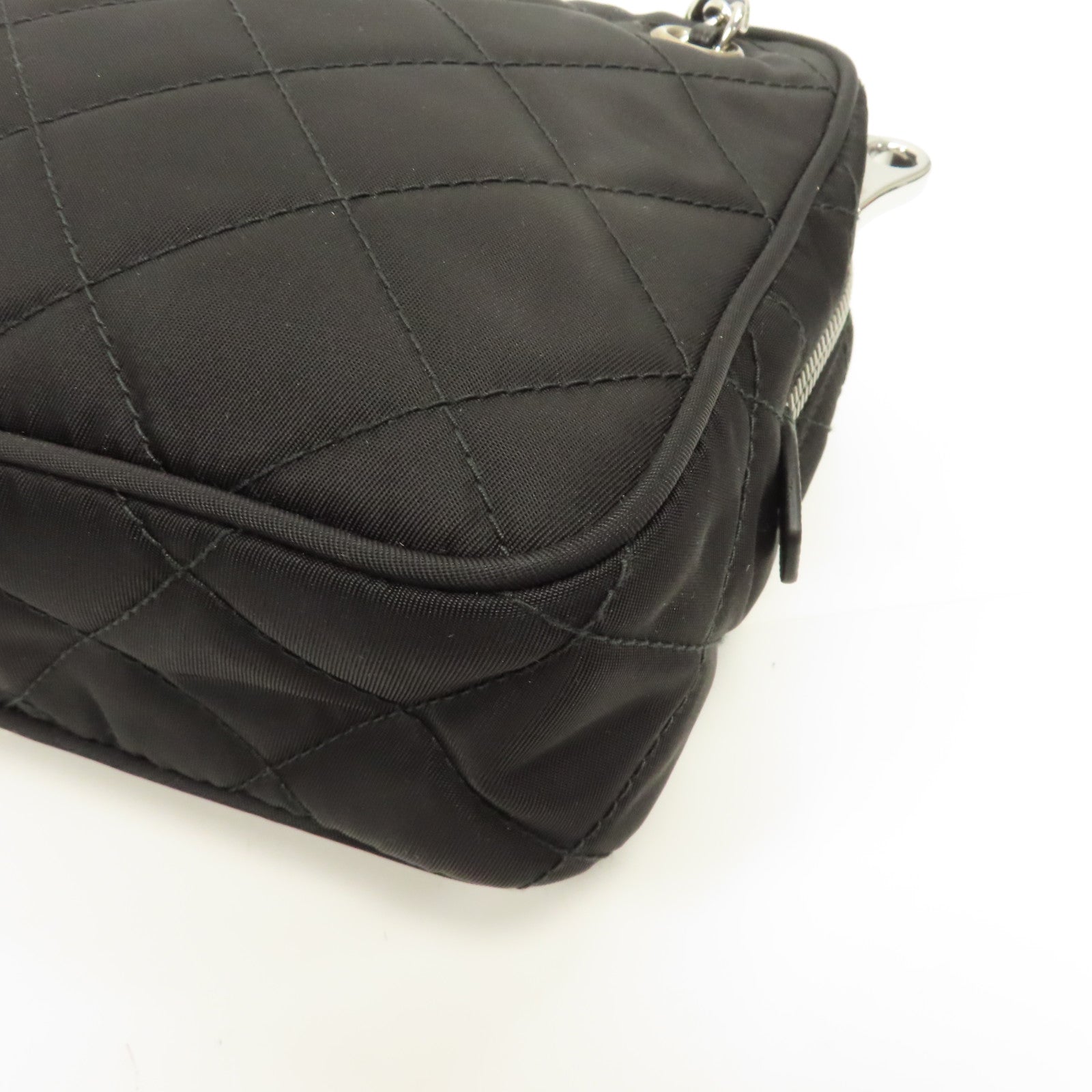 PRADA 尼龍Banddiera Black Tessuto銀扣手挽肩背兩用袋黑色