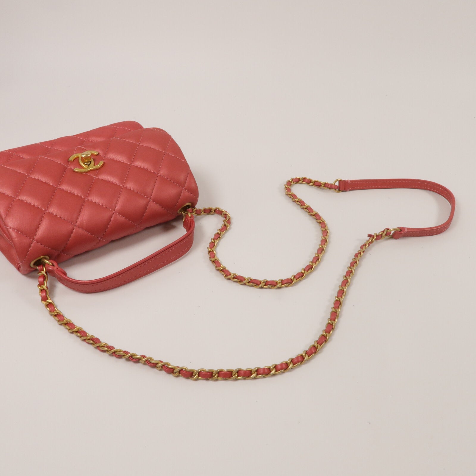CHANEL 牛皮皮革Shoulder Bag鏈帶手挽肩背兩用袋