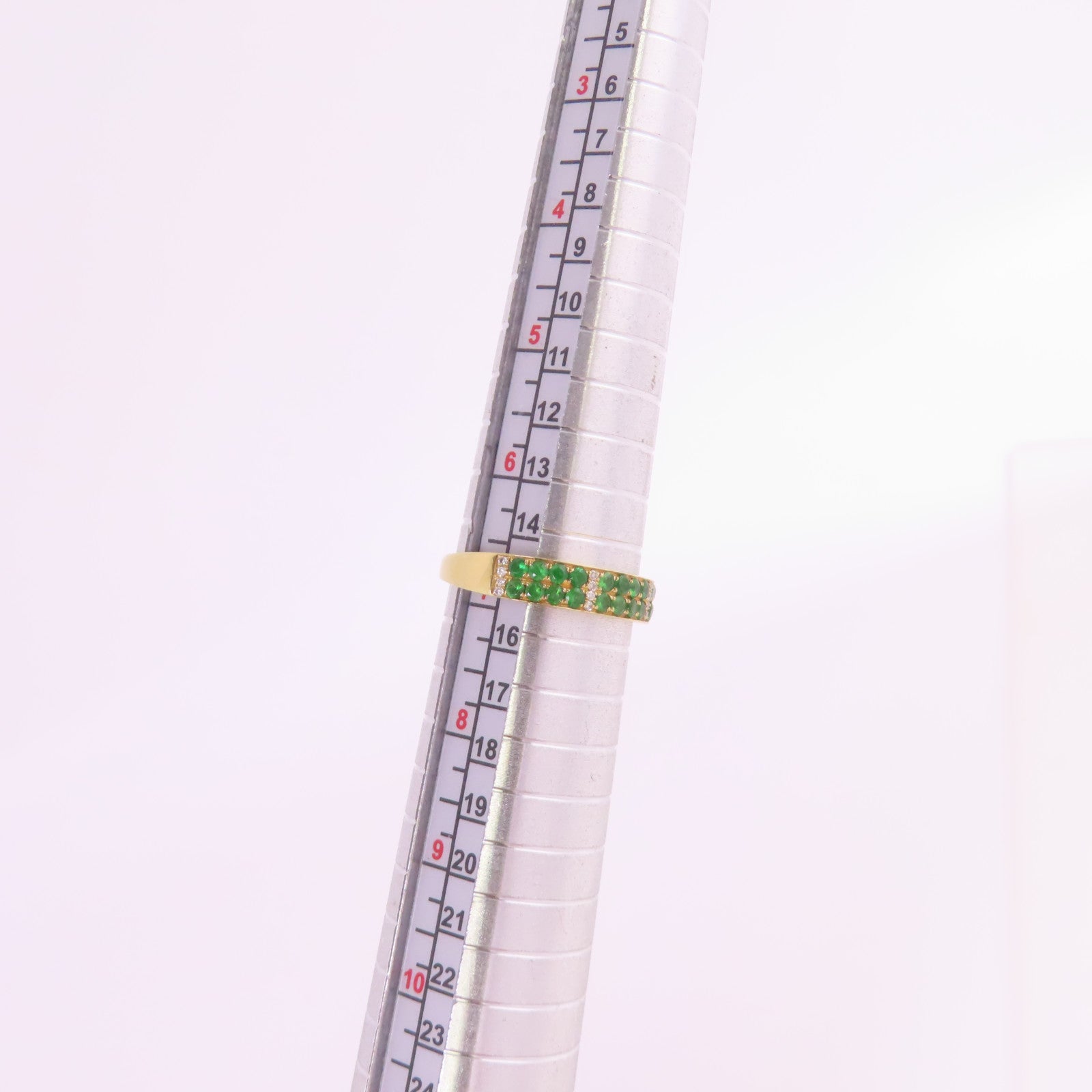 JEWELRY 【激減優惠】18K黃金/綠寶石/鑽石Emerald Diamond Ring戒指US#6.75