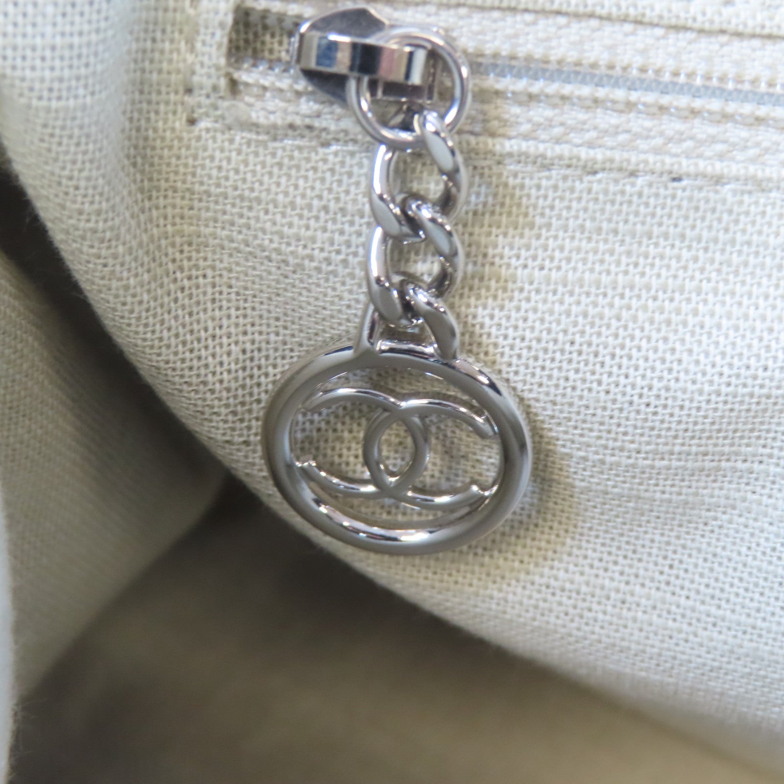 CHANEL 帆布Deauville Tote Medium銀扣手挽肩背兩用袋黑色