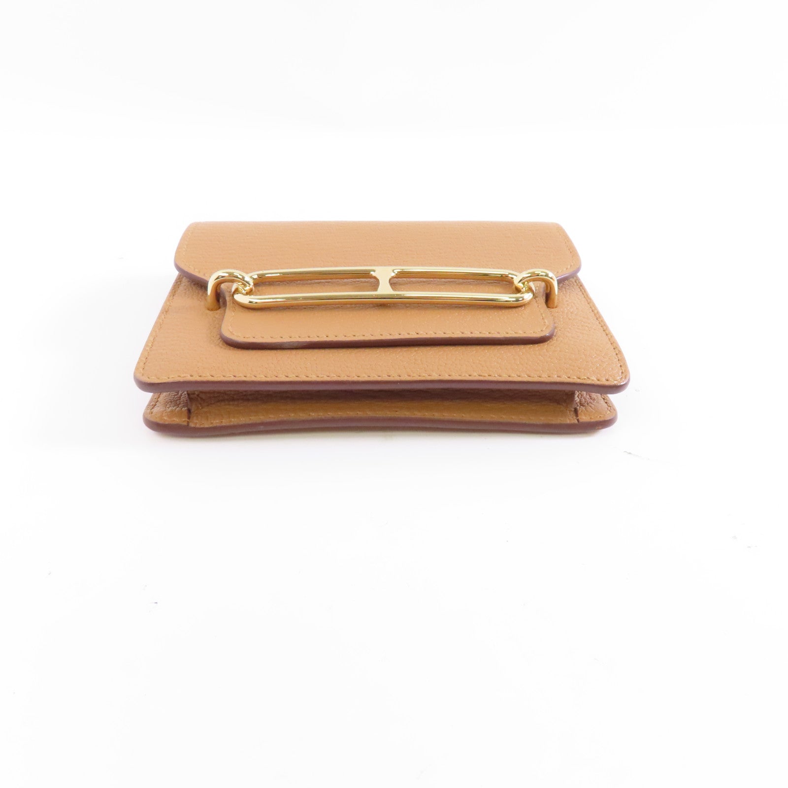 HERMES Chevre皮革Roulis Slim金扣錢包啡色