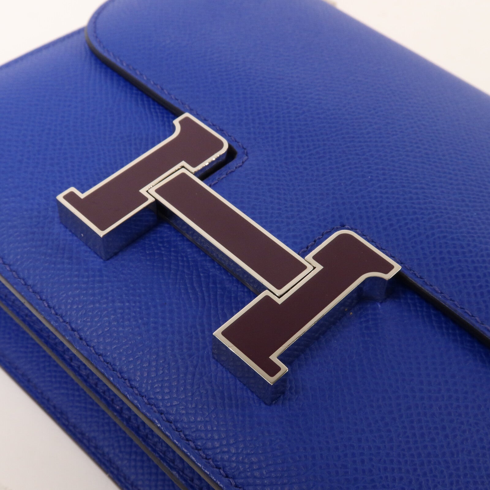 HERMES Epsom皮革Constance Mini肩背袋Bleu Royal