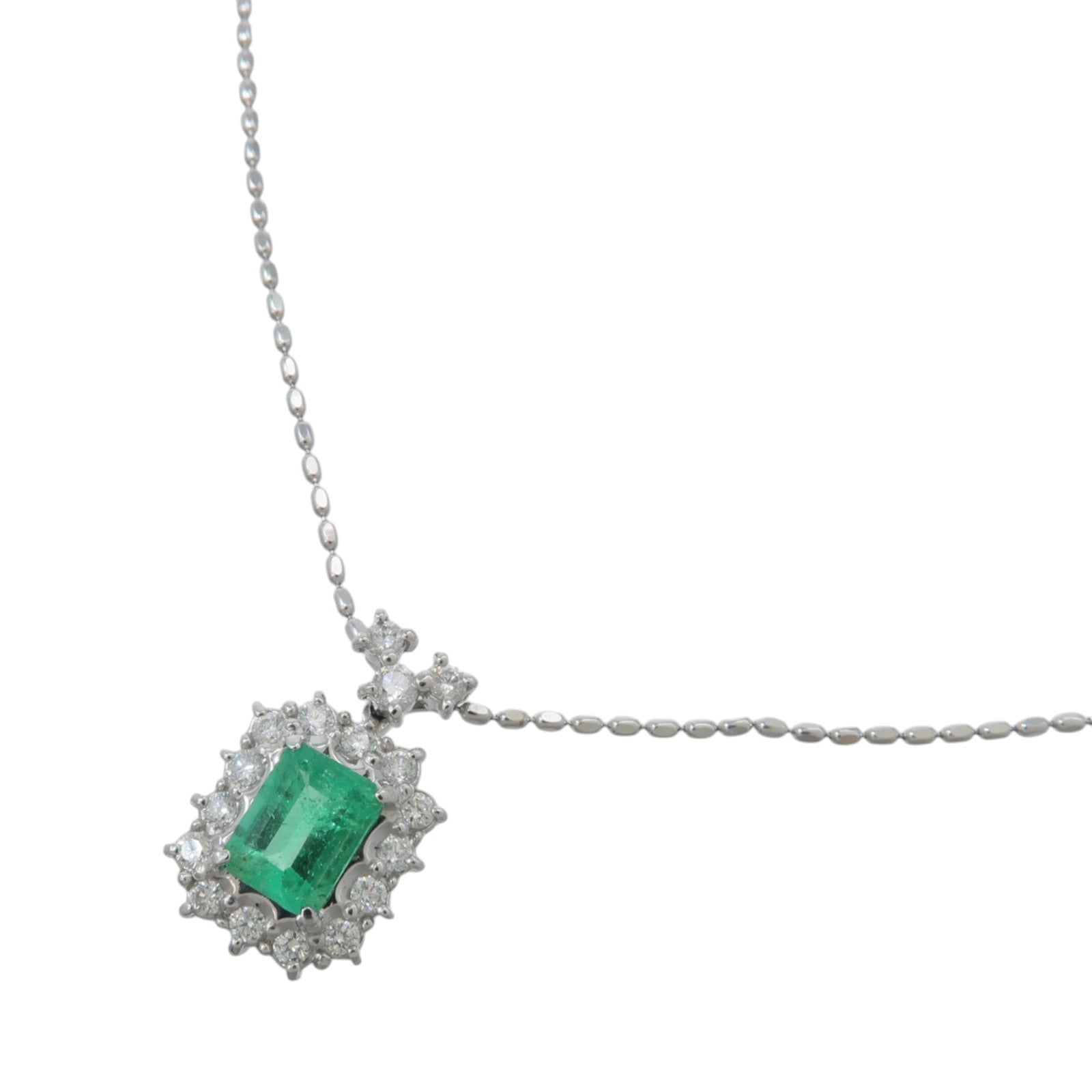 JEWELRY 18K白金Emerald Diamond Necklace綠寶石/鑽石項鍊