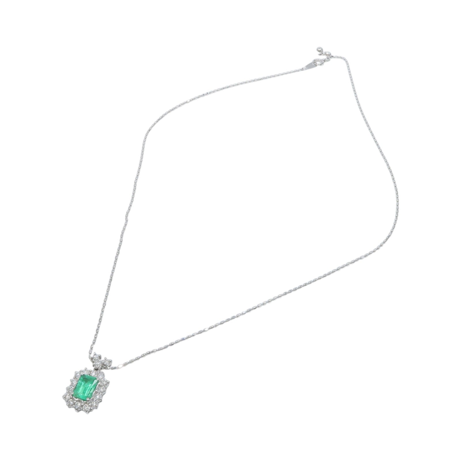 JEWELRY 18K白金Emerald Diamond Necklace綠寶石/鑽石項鍊