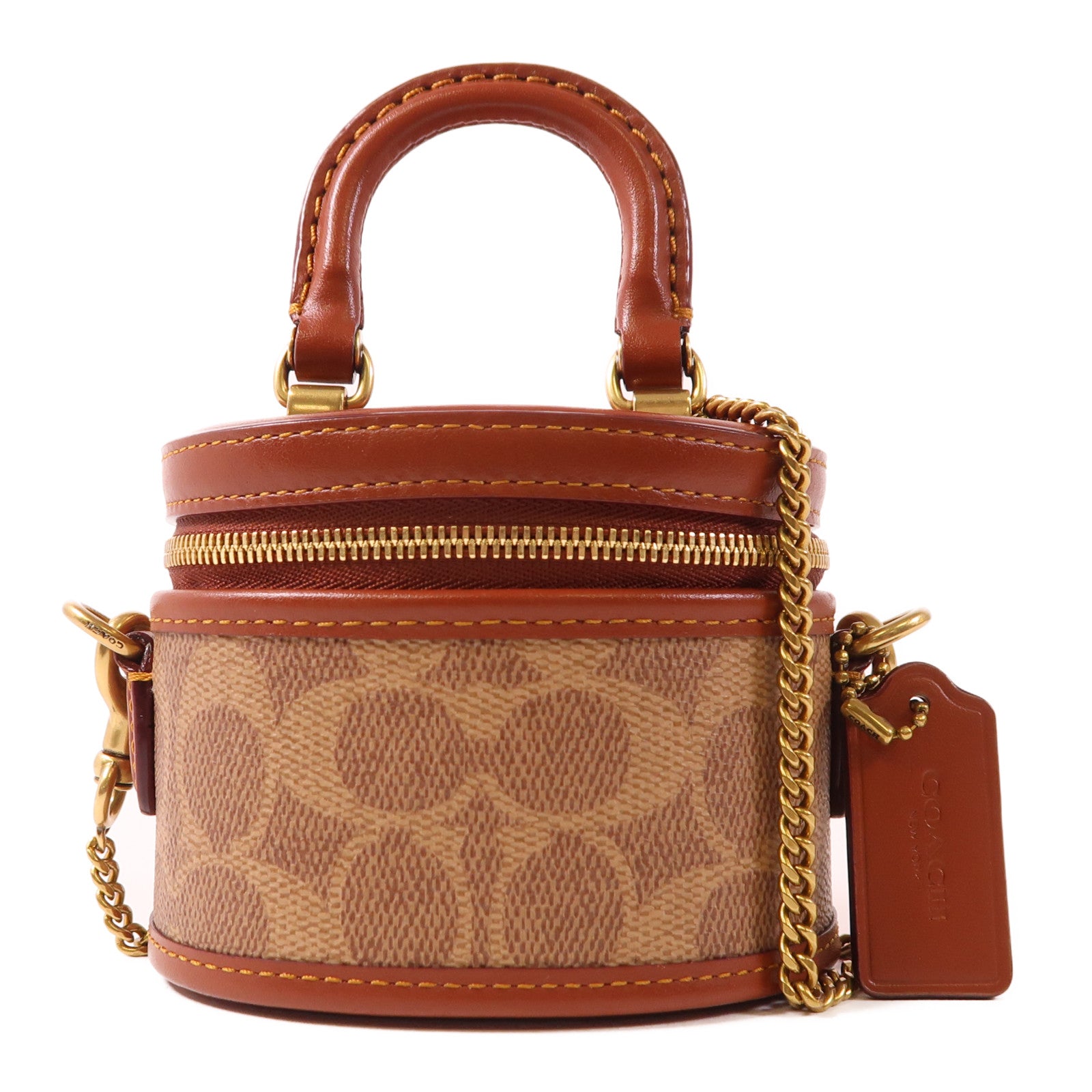 COACH 牛皮皮革/塗層帆布Coach Mini金扣手挽肩背兩用袋