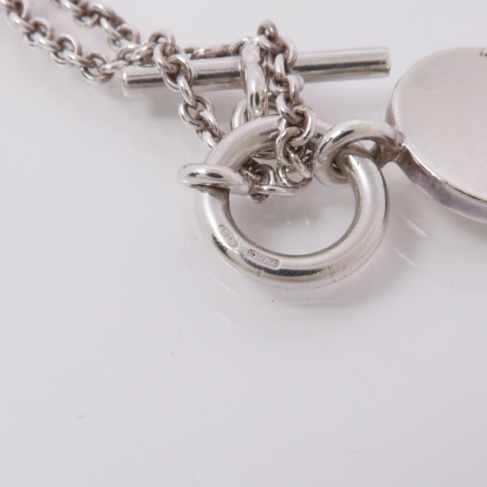 HERMES Amulettes Ex-Libris Pendant Necklace 925 Sterling Silver