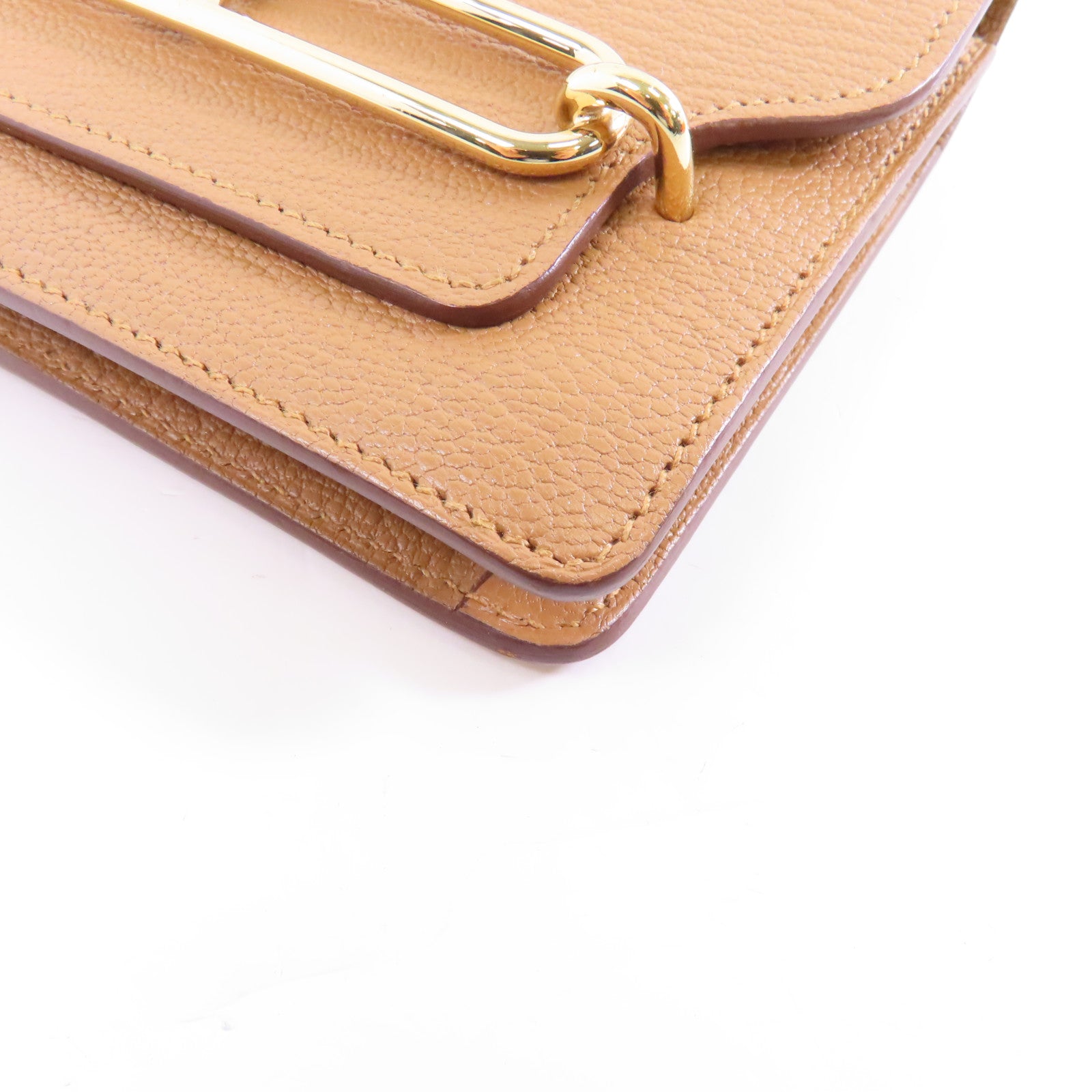 HERMES Chevre皮革Roulis Slim金扣錢包啡色