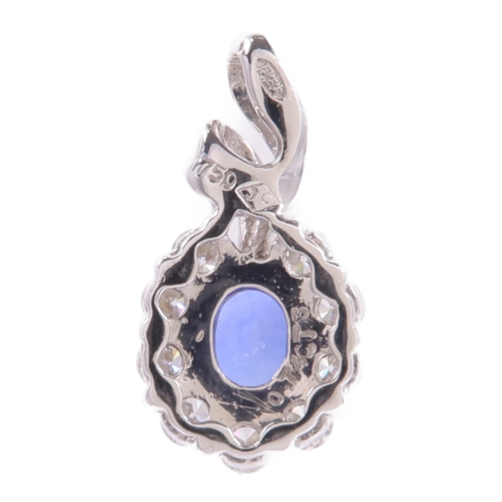 JEWELRY 18K白金Sapphire Diamond Pendant藍寶石/鑽石吊墜