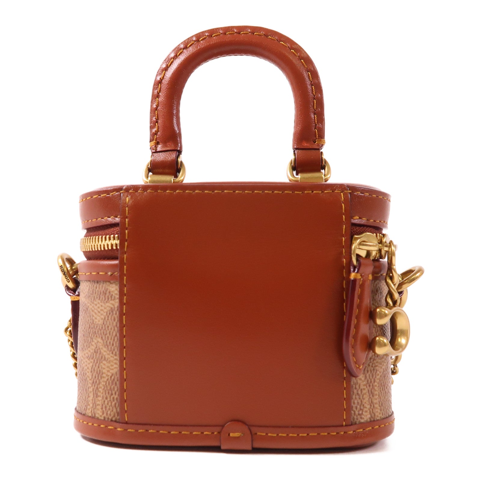 COACH 牛皮皮革/塗層帆布Coach Mini金扣手挽肩背兩用袋