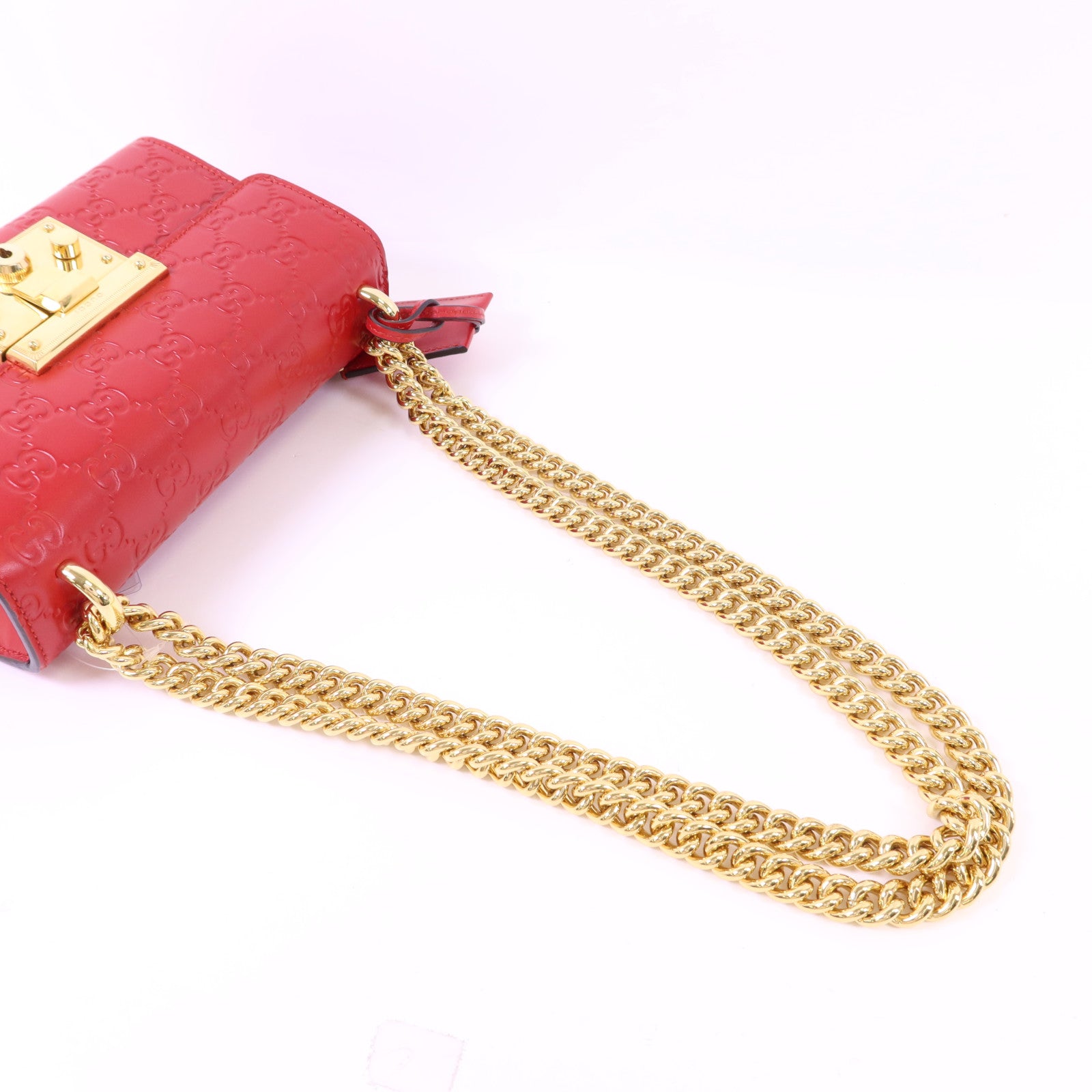 GUCCI 【激減優惠】牛皮皮革Padlock GG金扣鏈帶肩背袋