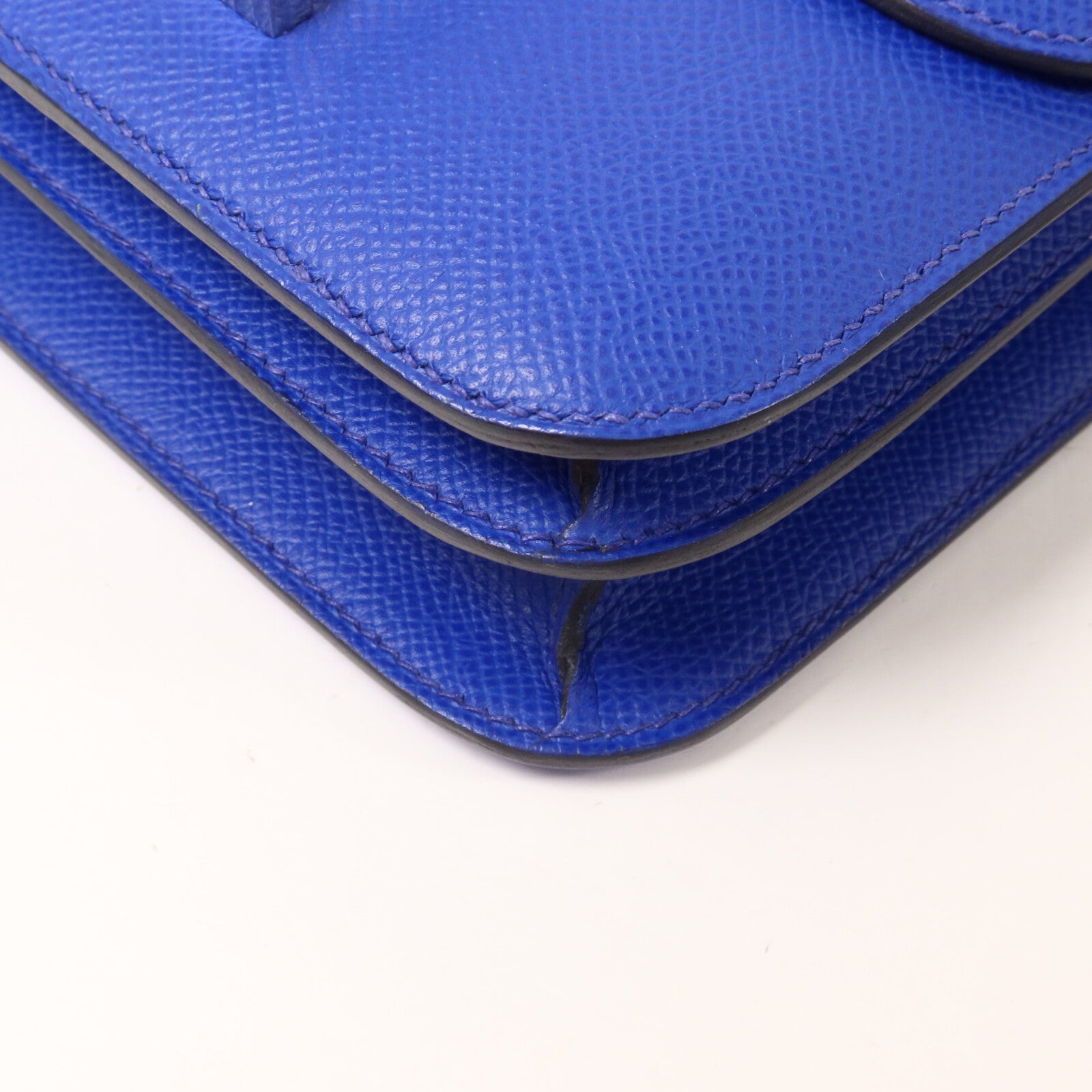 HERMES Epsom皮革Constance Mini肩背袋Bleu Royal