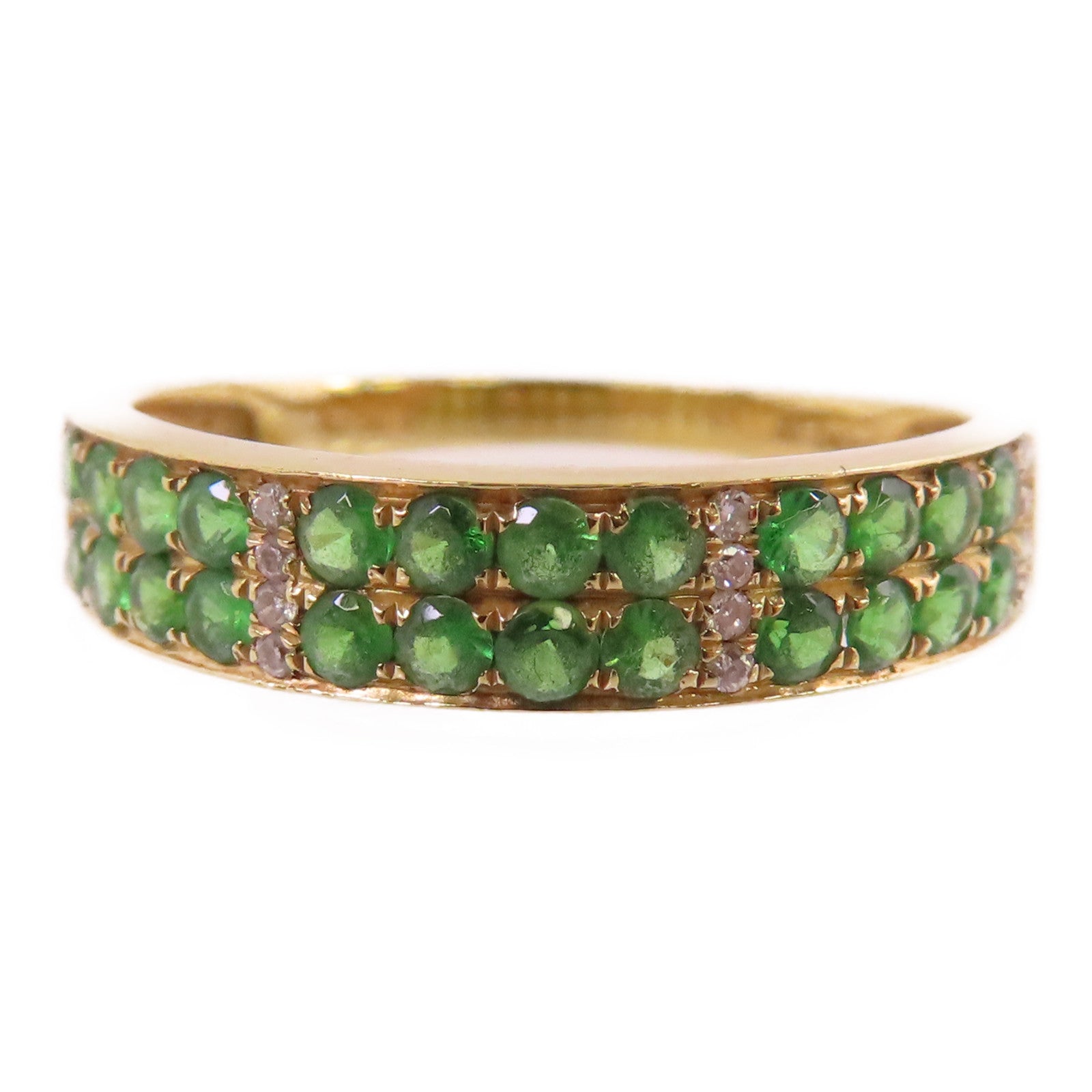 JEWELRY 【激減優惠】18K黃金/綠寶石/鑽石Emerald Diamond Ring戒指US#6.75