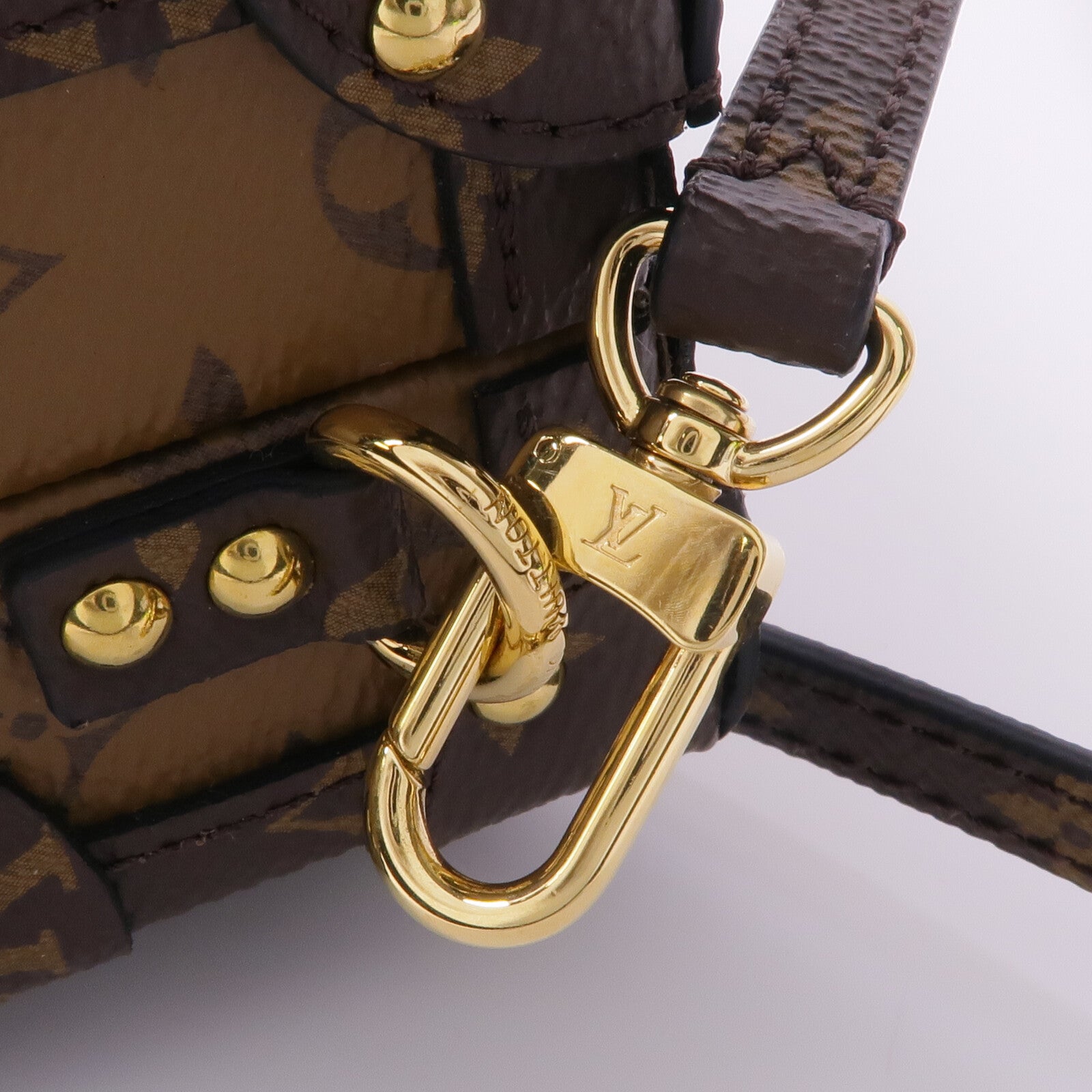 LOUIS VUITTON Monogram Reverse Petite Malle金扣肩背袋