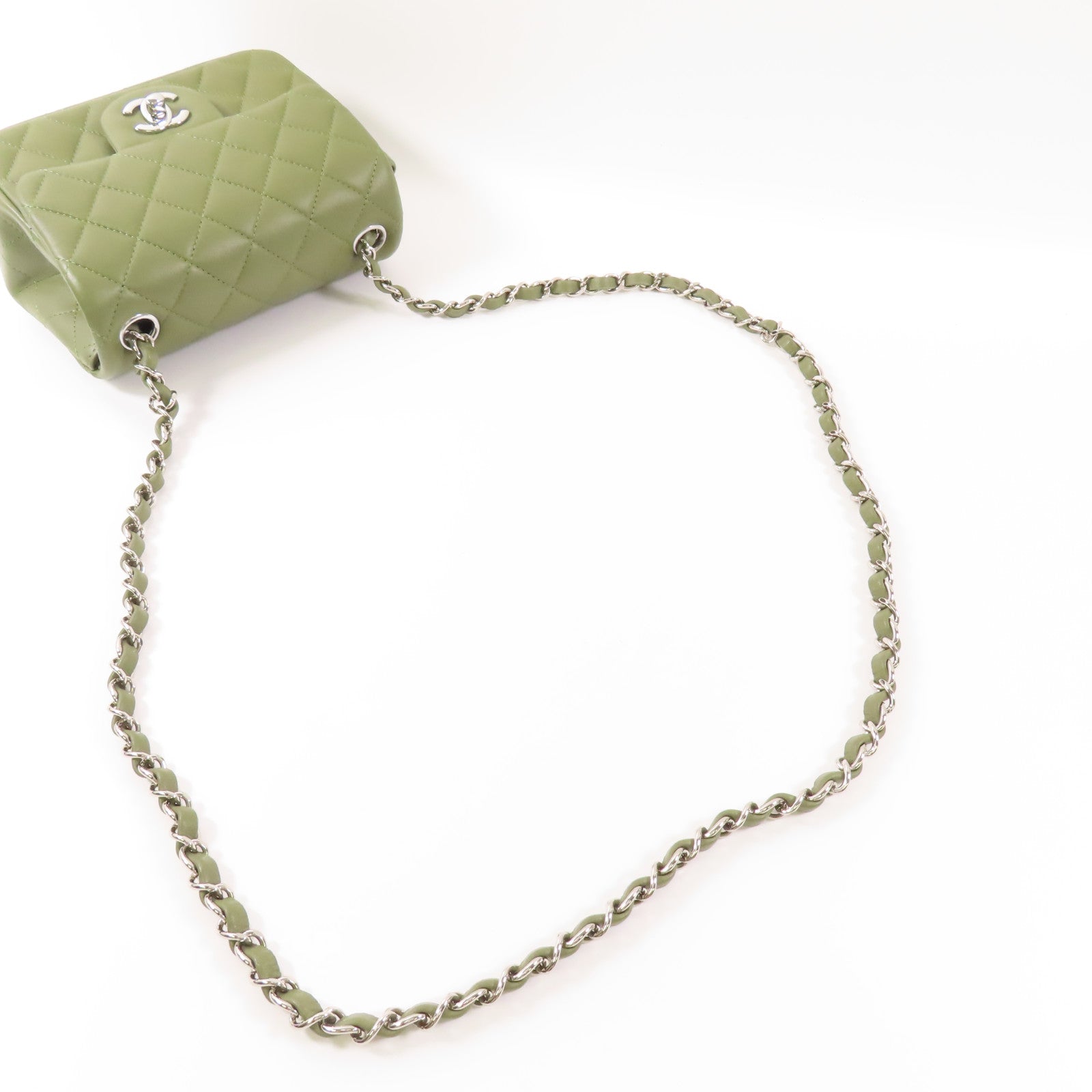 CHANEL 皮革Chain Shoulder銀扣鏈帶肩背袋